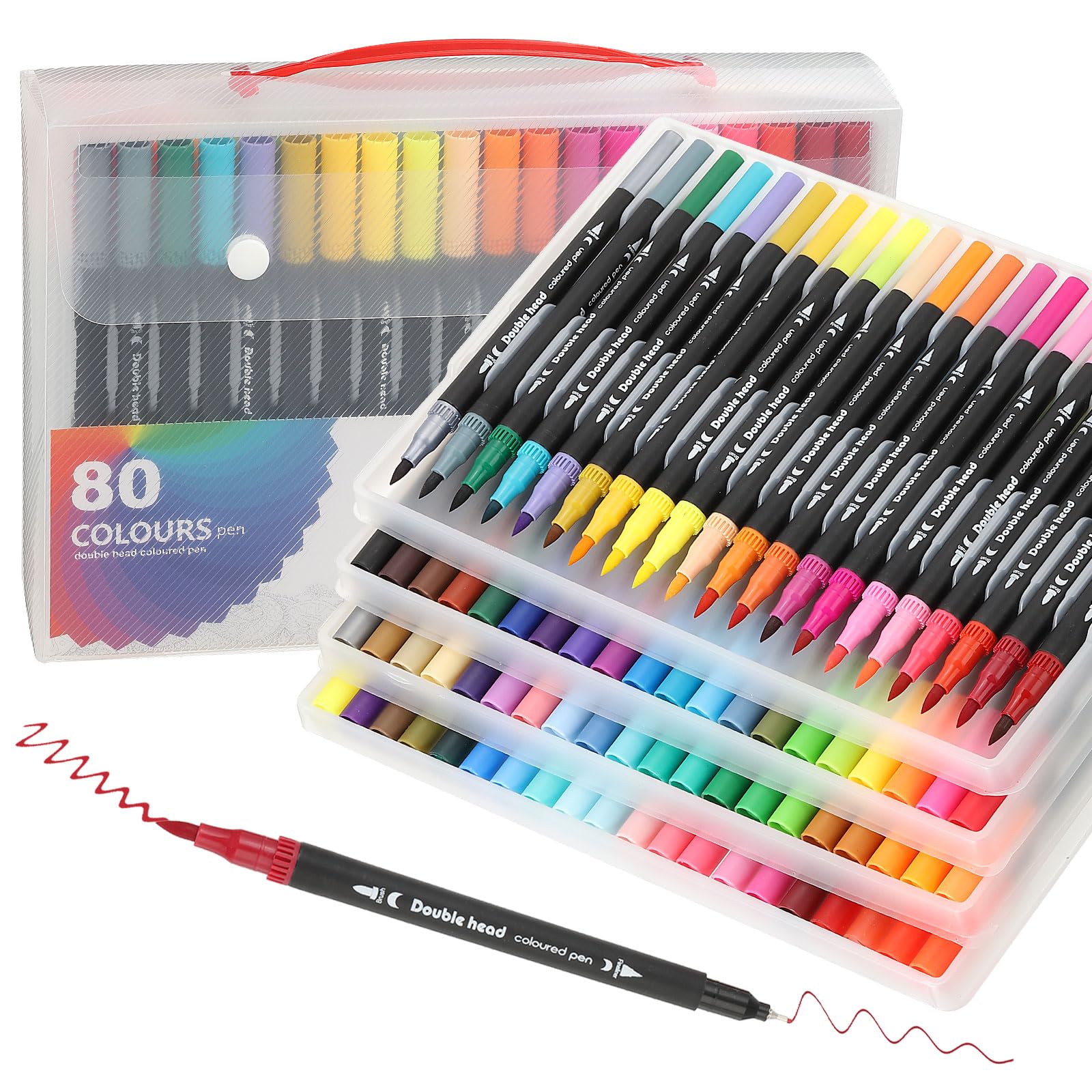 PATIKIL Pennarelli A Doppia Colori Con Punta A Pennello E Punta Fine Per Disegnare, Scrivere, Tenere Un Diario, Calligrafia, Prendere Appunti, Colorare, Corpo Nero.