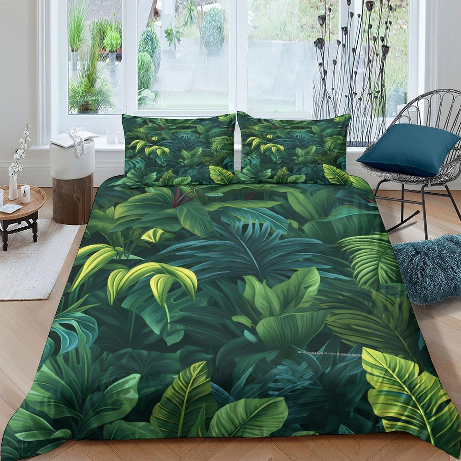 Ctjqhvkz Style-7 3D Printed Tropical Rainforest Fitted Sheet Microfiber Soft Breathable Botanical Leaves Mattress Cover For Bedroom Decor Single（135X200cm）