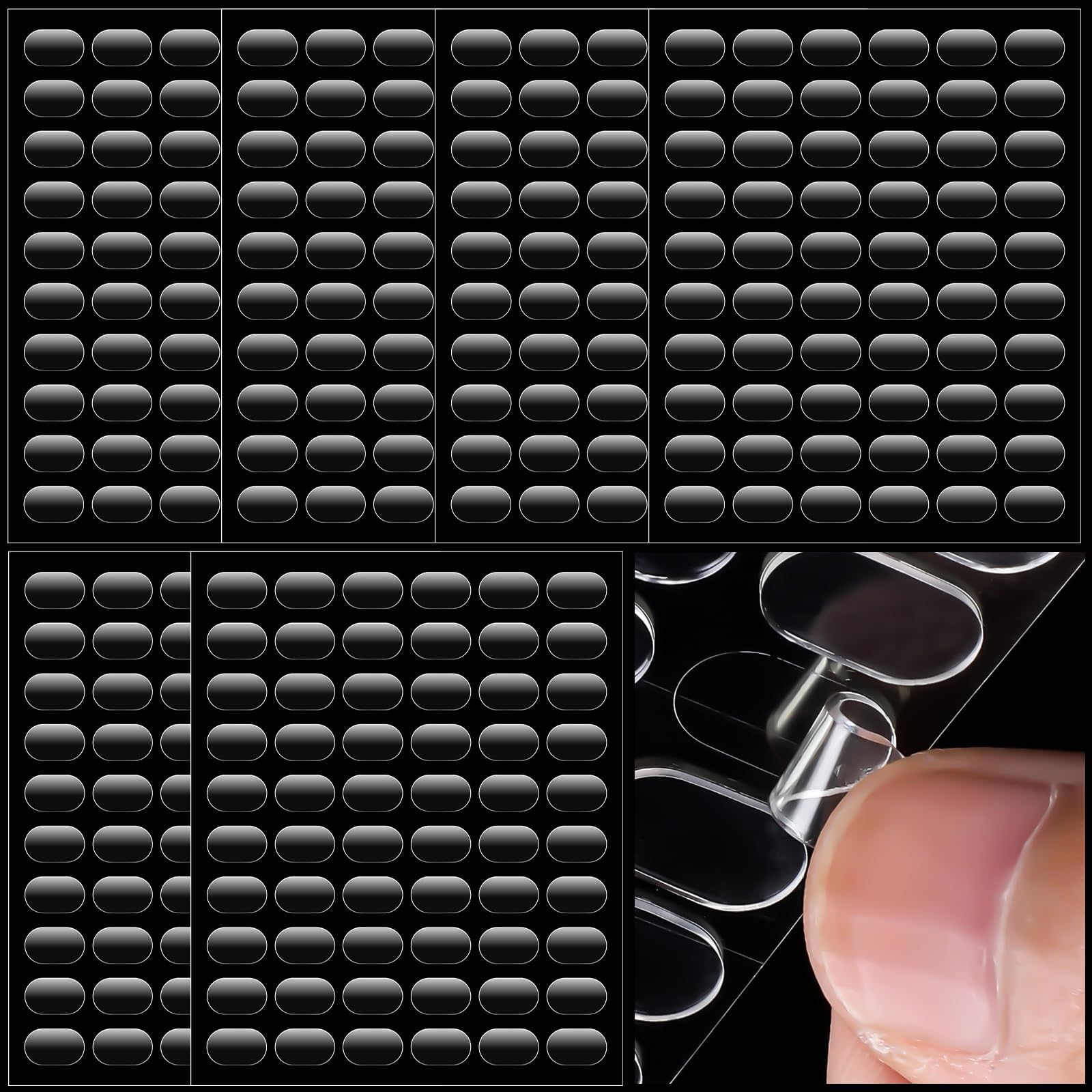 – 600 Pcs Mounting Putty, Clear Oval Double Sided Sticky Dots Removable Poster Putty for Wall Pictures Hanging No Trace Strong Adhesive Water-Repellent for Home Office Decor(6 sheets)