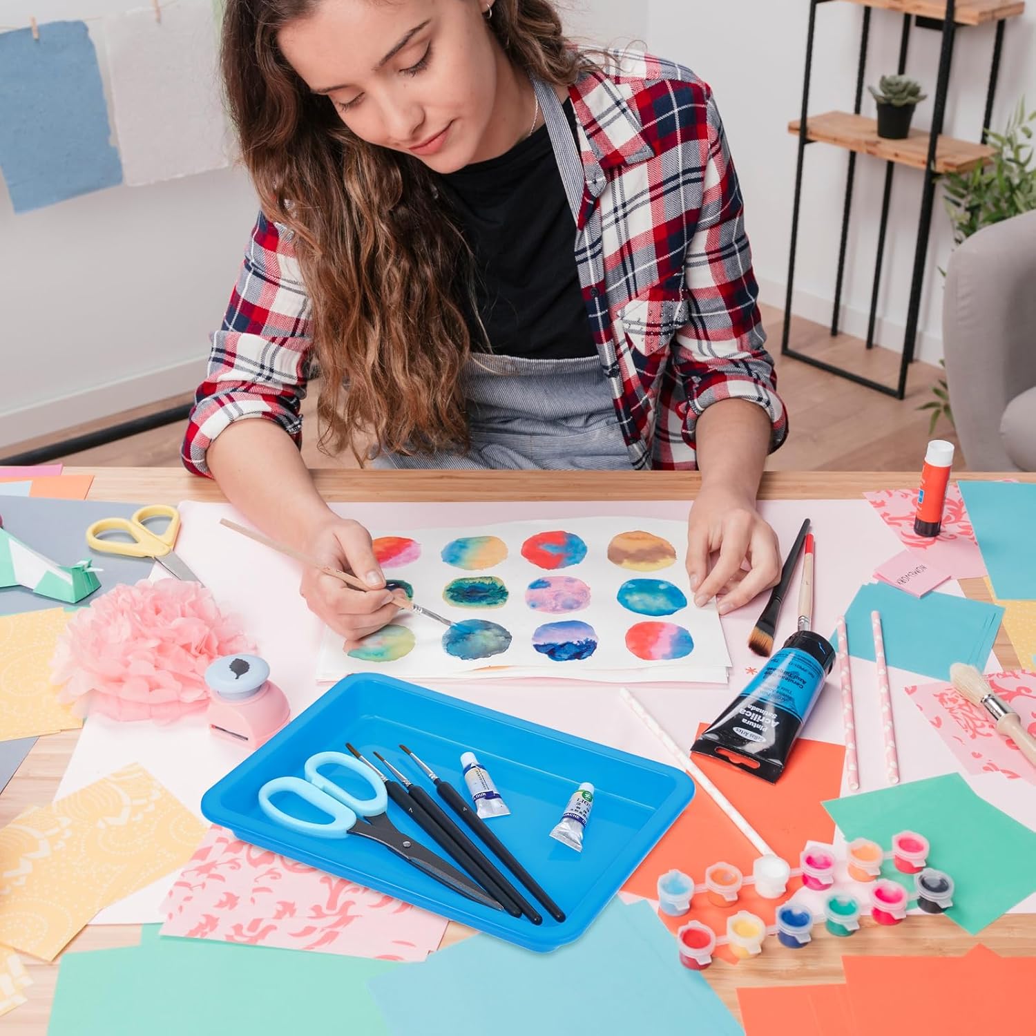 20-Piece Plastic Art Trays - Stackable Sand & Paint Mixing Trays, Multicolor Sensory Craft Organizer, Kids DIY Bead Painting Projects (5 Colors, 9.65 x 7.28 x 0.9 Inch) - Image 7