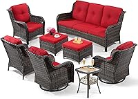 Vista 81 de Juego de 2 sillas de patio giratorias de 360 grados para exteriores y mesa auxiliar a juego – 3 sillas deslizantes de mimbre para patio con cojines