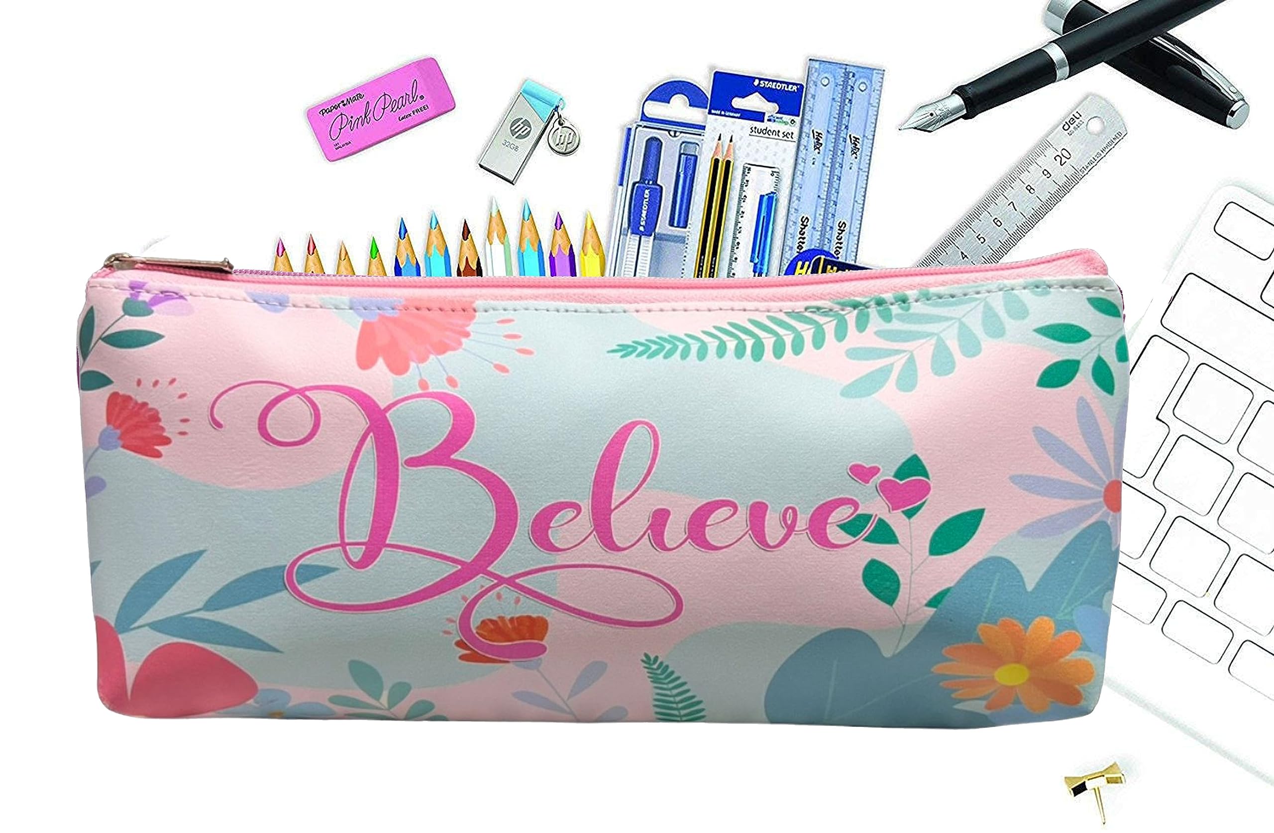 Beautiful Flower Print Pencil/Utility/Make up Pouch for Girls (B0C86CFL7F) Amazon Price History, Amazon Price Tracker