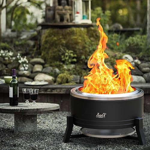 Miniatura 9 de BALI OUTDOORS Chimenea sin humo de 22 pulgadas para exteriores, fogata al aire libre con bandeja de cenizas, hoguera portátil para leña