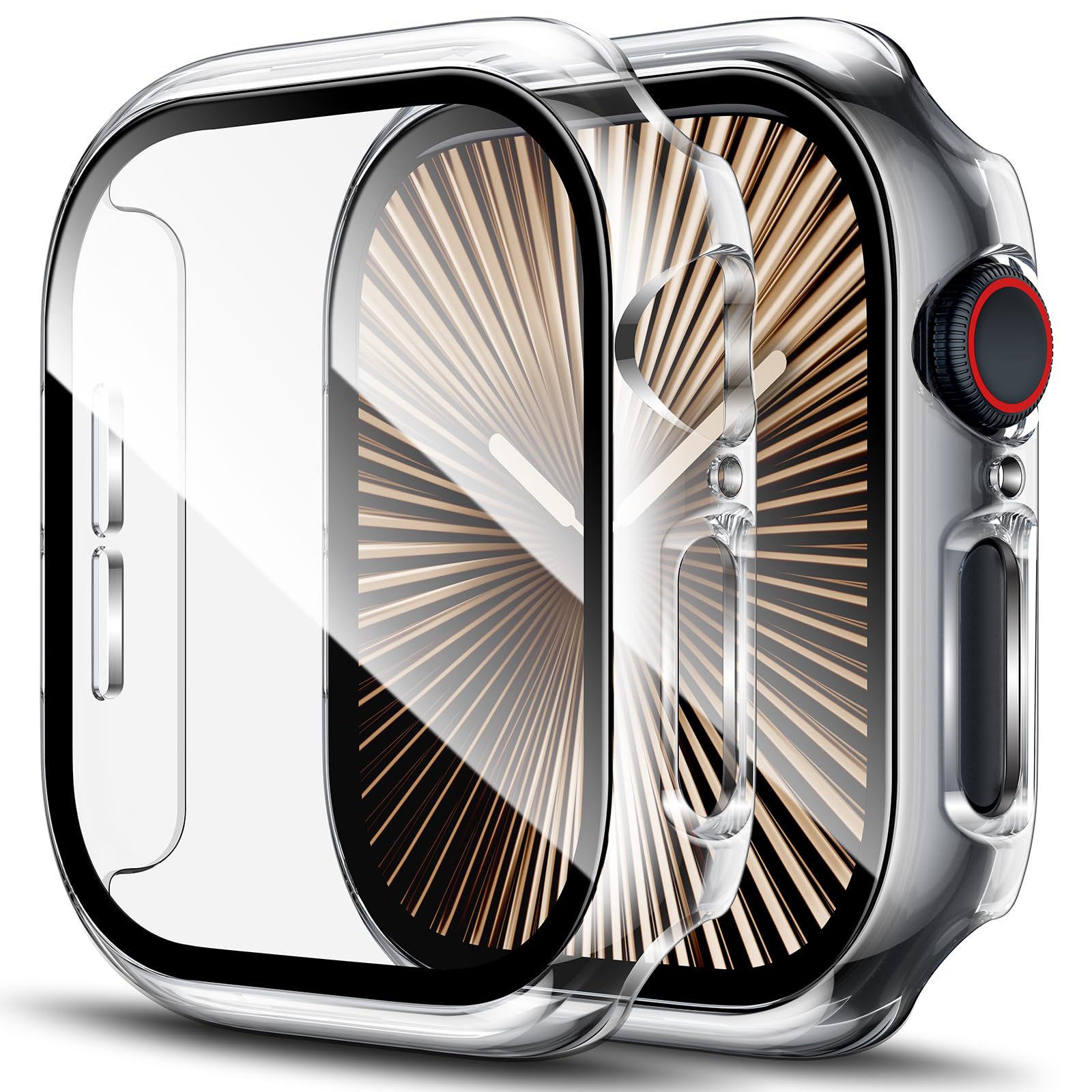 LK 2 Pezzi Cover per Apple Watch Series 10 46mm, Vetro Temperato Cover Custodia per Apple Watch Series 10 46mm, [Durezza 9H] [HD Clear][Senza Bolle] [Anti-Graffio]-clear