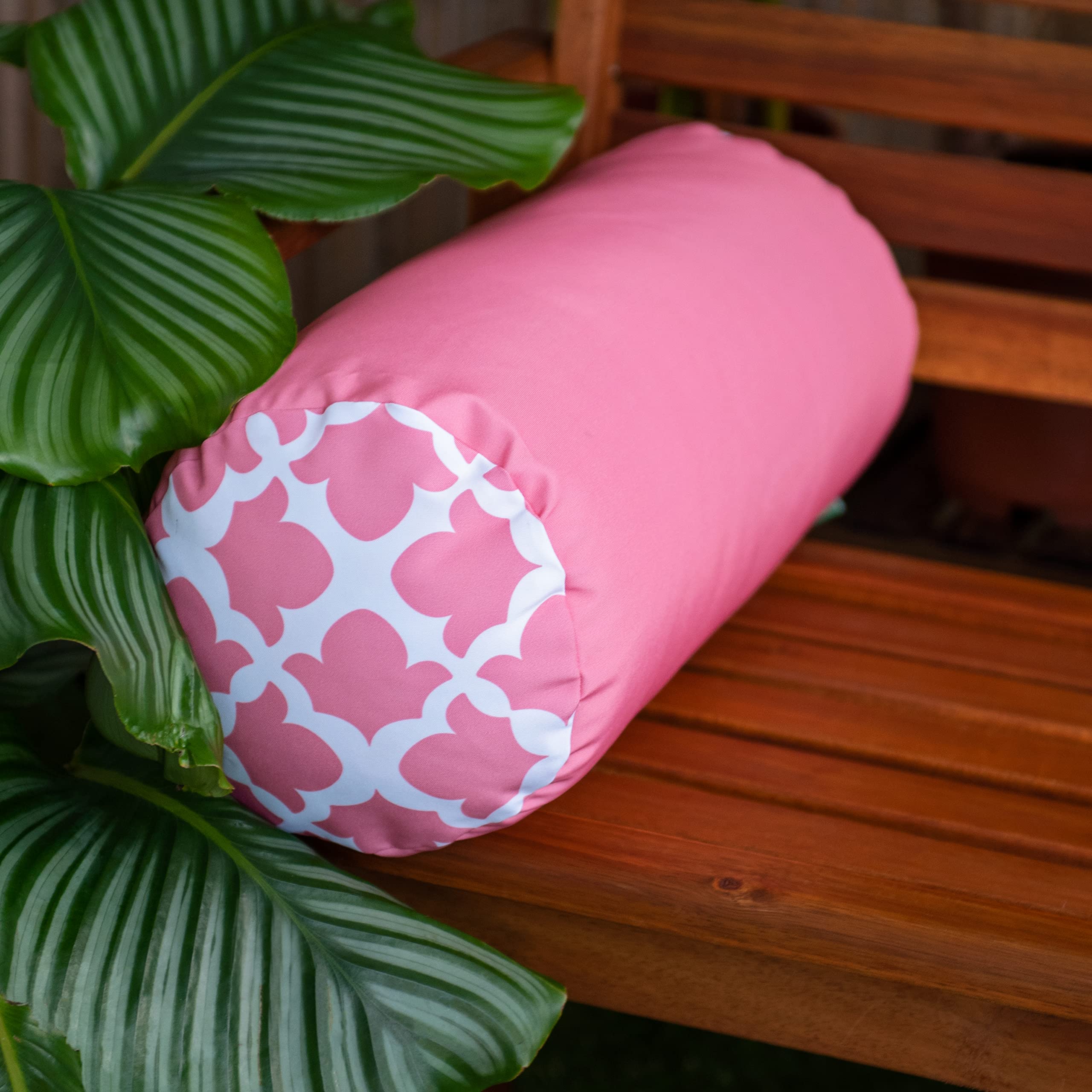 Gardenista Coussin Renforcé de Jardin Extérieur | Patio Fauteuil en Rotin Meubles à Motifs Coussin | Étanche | Rembourrage en Flocons de Mousse Hypoallergénique (Solid/Arabesque Pink)