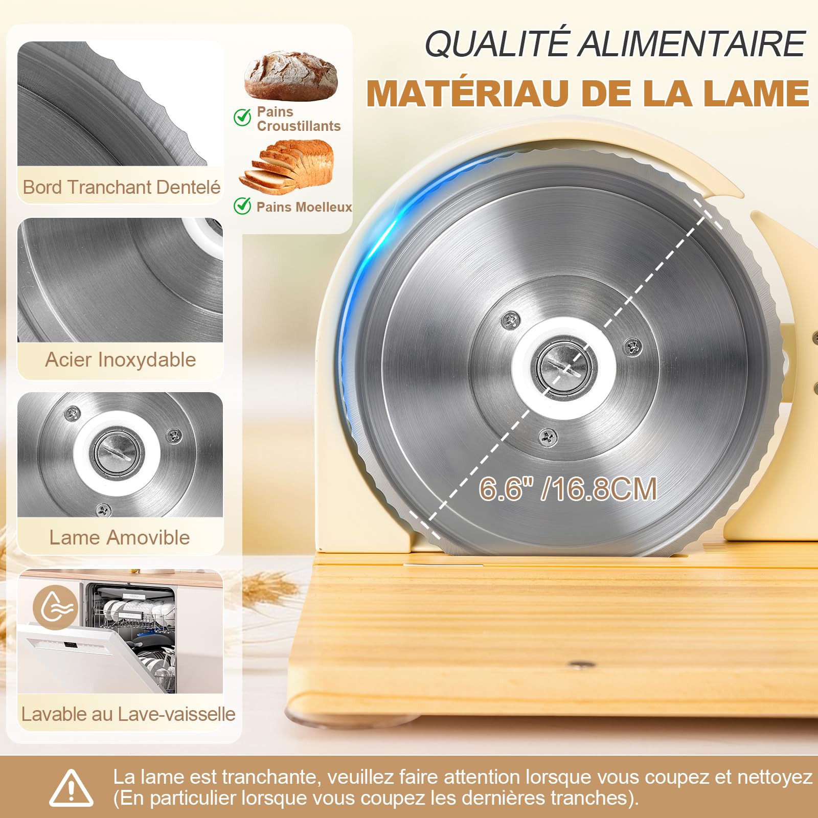 Anatole Trancheuse à Pain Manuelle Pliable Acier Inox 0-20mm Réglable