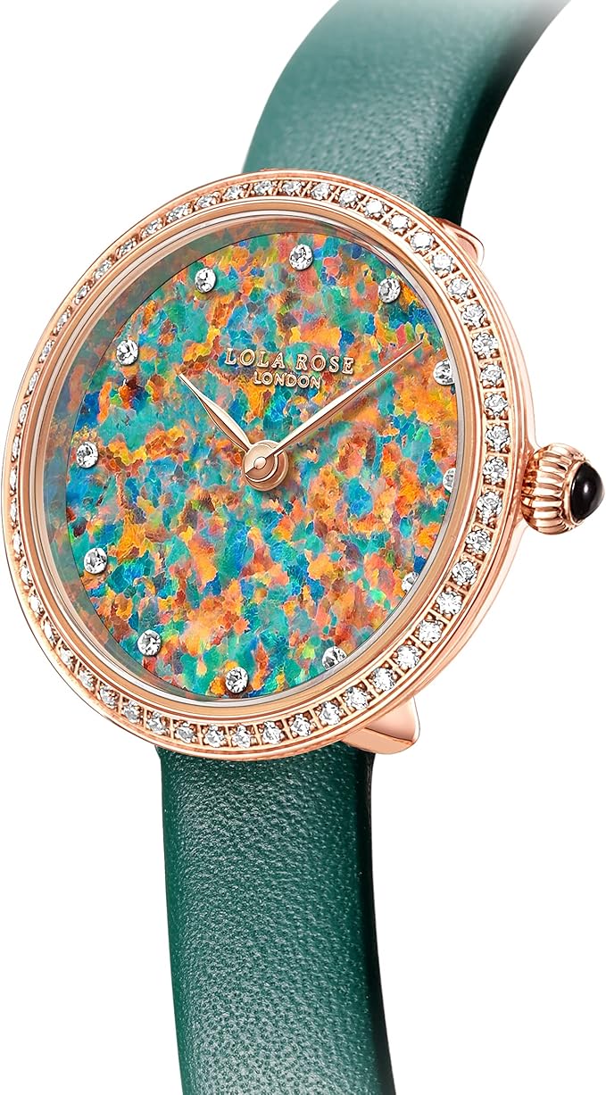 LOLA ROSE レディース マラカイトテクスチャー 腕時計 二種類のベルト付 Lola Rose Malachite Textured Watch With Two Strap Set