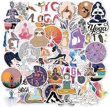 50pcs Yoga Stickers Aesthetic Spiritual Meditation Gift Vinyl Decals Waterproof Yoga Poses, Mandala, Chakra, Boho Hippie Decals for Laptop, Journal, Water Bottle, Scrapbook