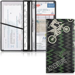 Motorcycle Rider Car Registration and Insurance Holder, Leather Vehicle Glove Box Organizer for Documents ID Driver License Cards