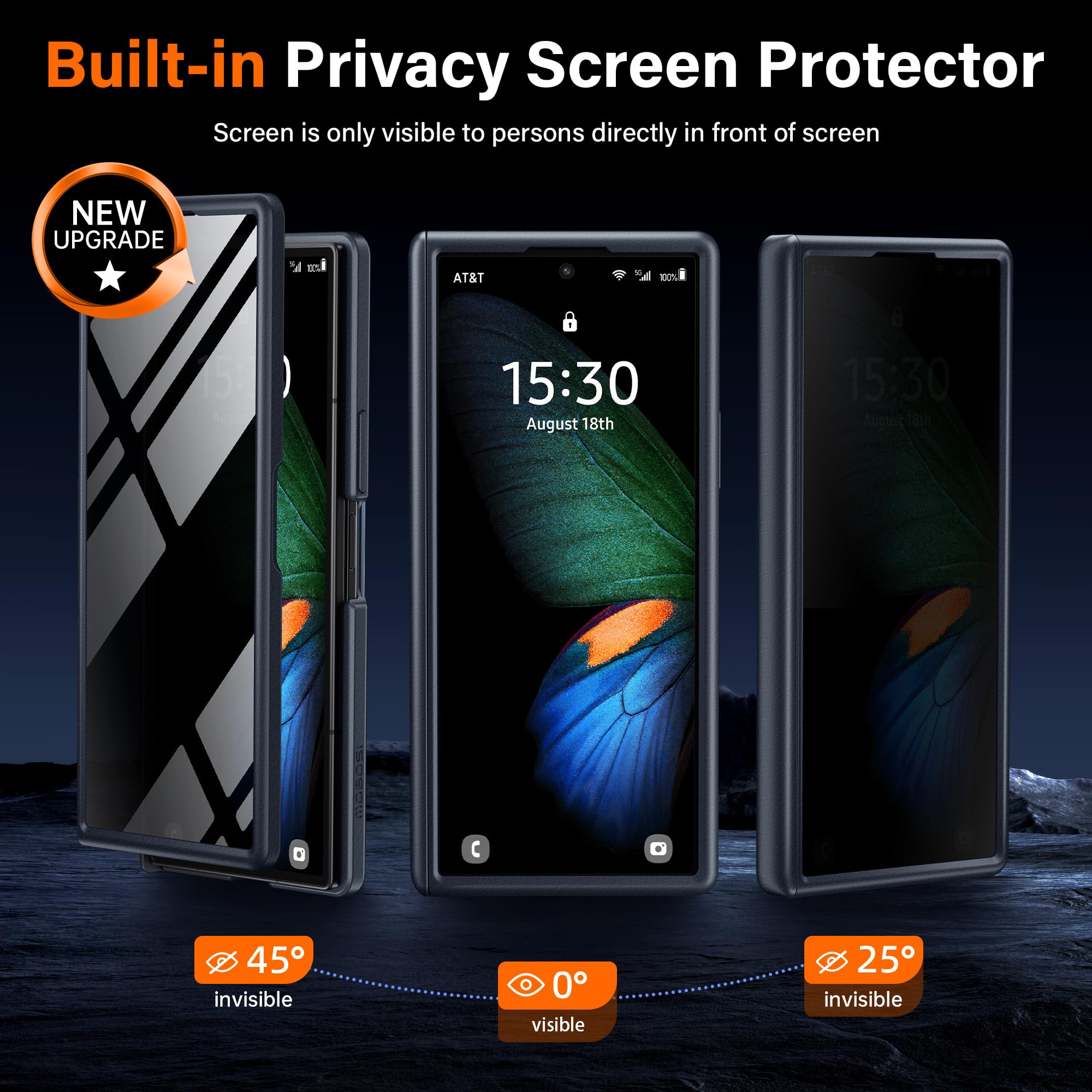 MOBOSI für Samsung Galaxy Z Fold 7 Hülle mit Schutzfolie Sichtschutz,Kompatibel mit MagSafe,Handyhalterung&Scharnierschutz,Magnetisch Stoßfest Kratzfest Schutzhülle für Z Fold7,Schwarz