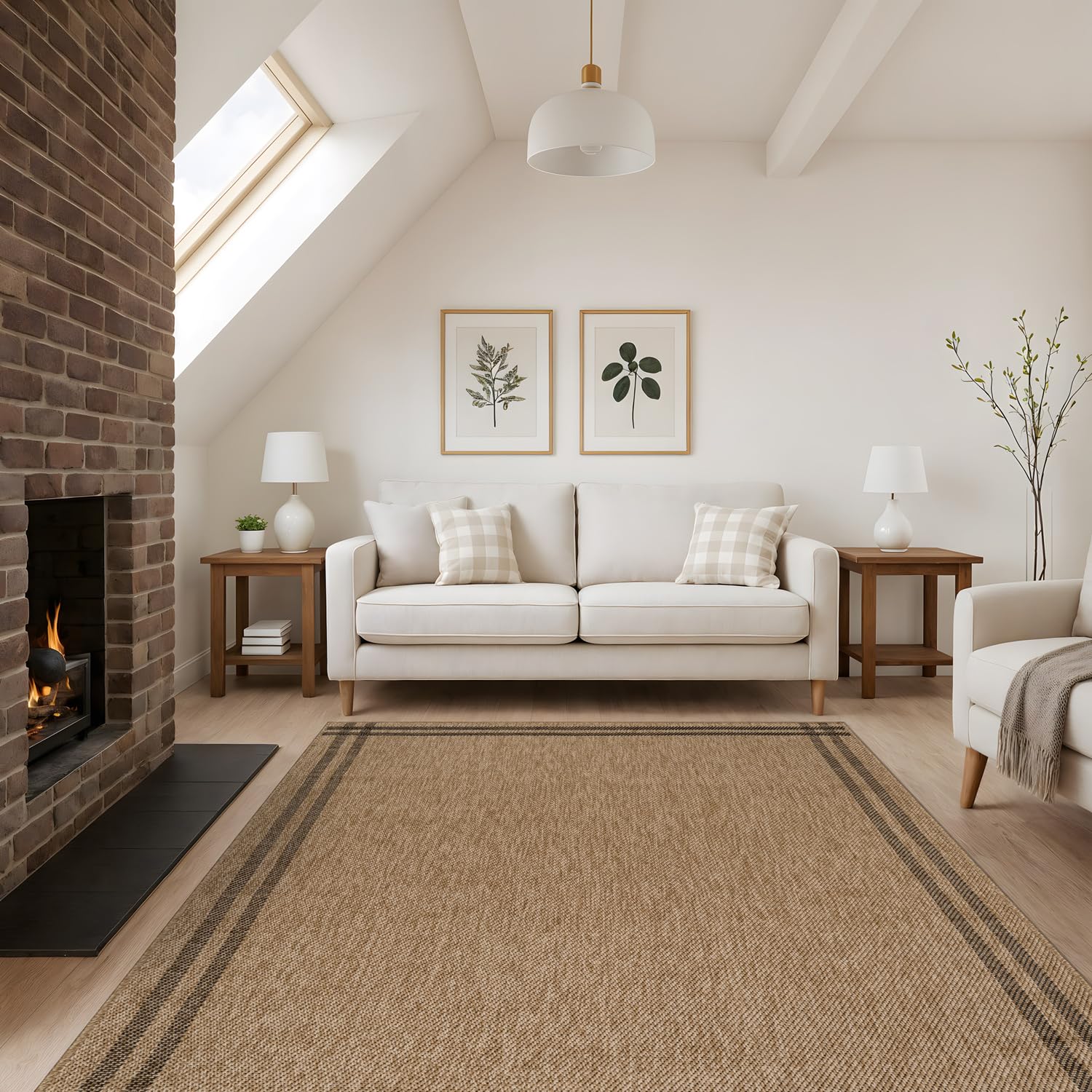 Luul Home Easy Jute Rugs 4x6 Bordered Natural Color Living Room Indoor Outdoor Area Rug for Patio and Kitchen Rug High Traffic Washable Easy to Clean