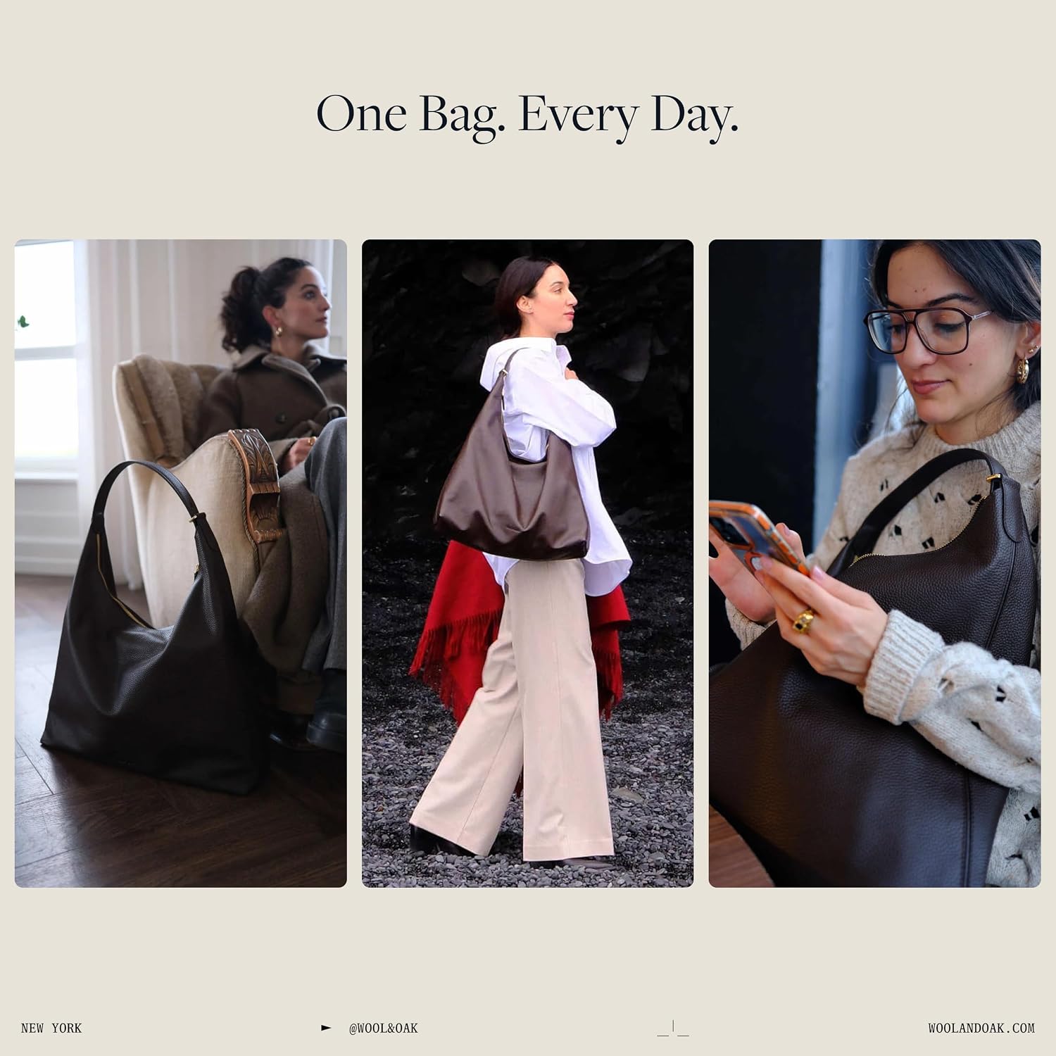 WOOL & OAK Hobo Travel Handbag
