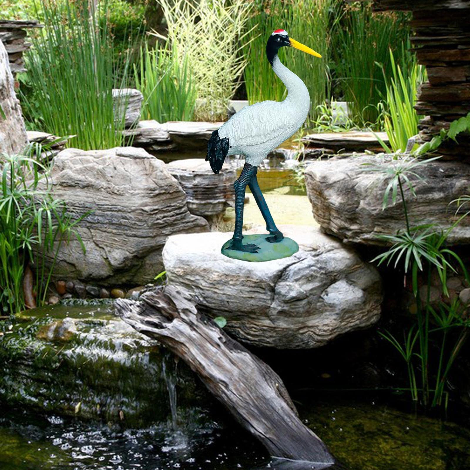 Statue da Giardino per Esterni, Sculture Decorative a Forma di Gru, Animali da Cortile, Miniature per Decorazioni da Giardino per Piscine, Laghetti E, 25 cm