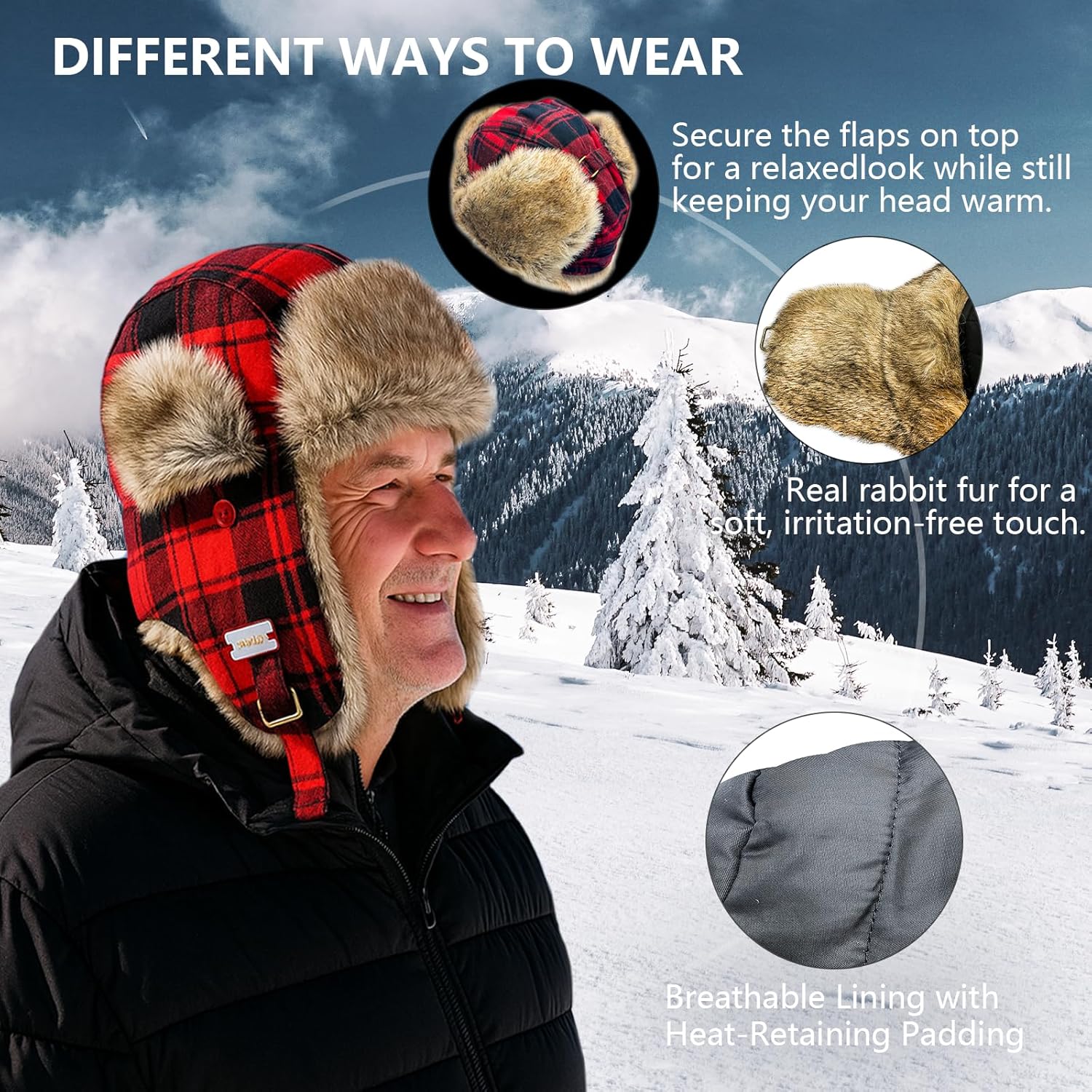 Winter Trapper Hat Russian Ushanka Aviator Warm Cold Proof Ski Hunting Cycling Winter Hats