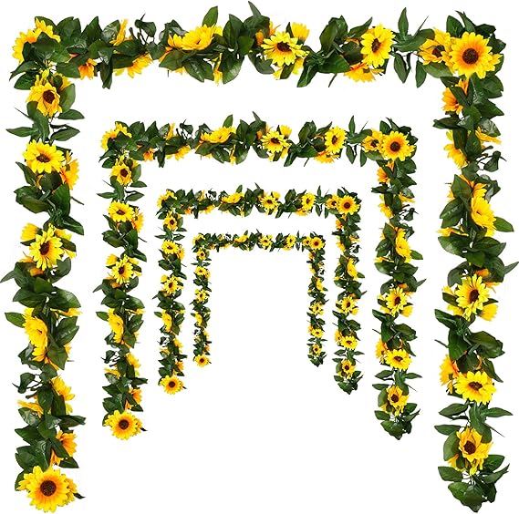 DEEMEI 4 Pack Artificial Sunflower Garland Silk Sunflower