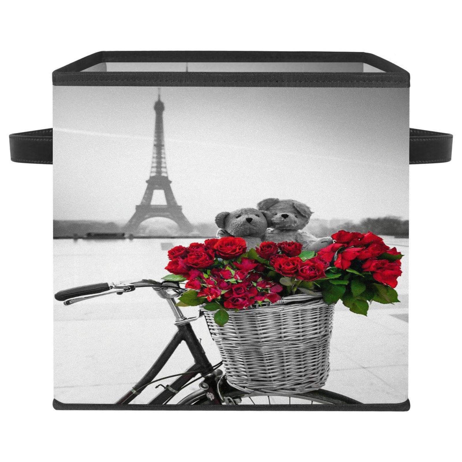 Panier de rangement cube pliable en tissu avec poignées robustes