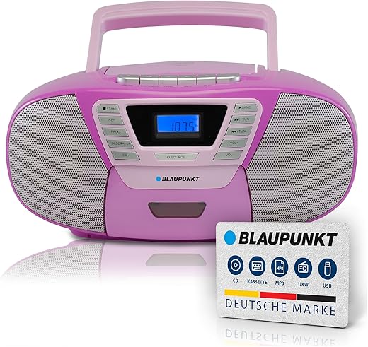 Blaupunkt B 120 VL tragbarer Kinder CD Player mit Bluetooth | Kassettenfach | Hörbuch Funktion | – mit USB | kleines CD-Radio | Aux | PLL UKW Radio…