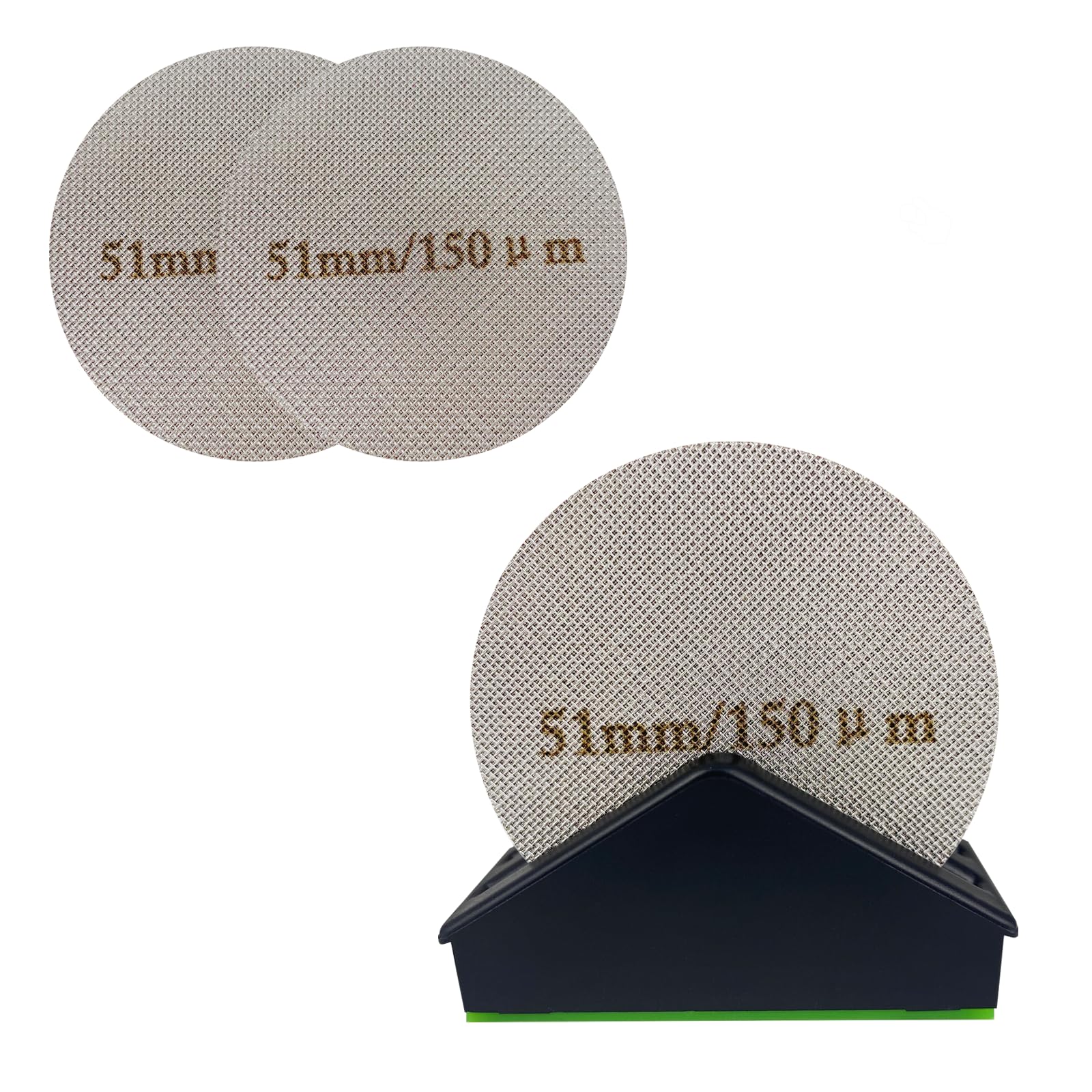 2 Packs 51mm Espresso Puck Screen with Stand, 316 Stainless Steel Reusable Coffee Filter, Durable for Barista & Home Machines, 1.7mm Thickness 150?m
