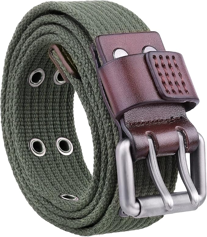 Samtree Vintage Canvas Double Grommet Belt for Men Women, Unisex Solid