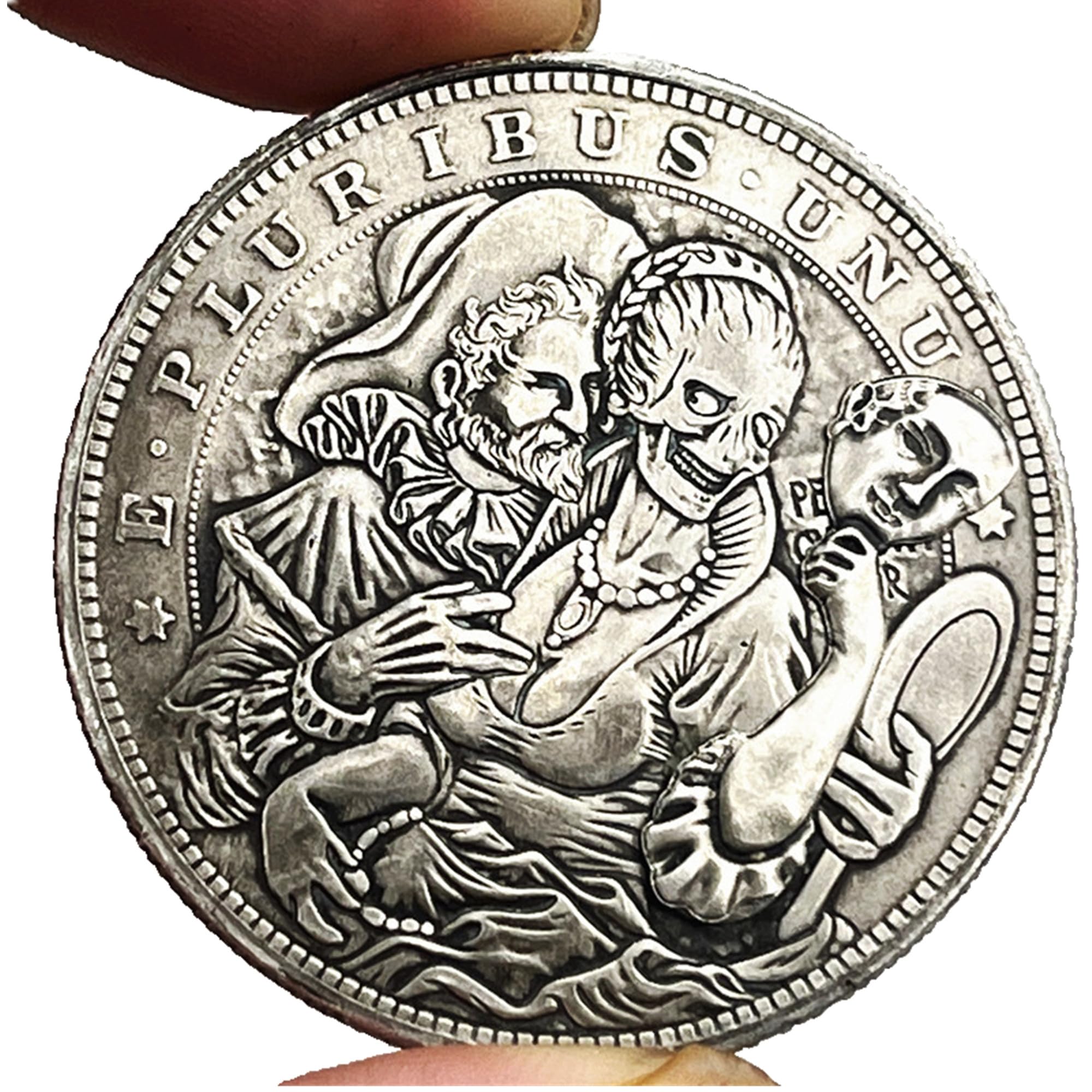 Movable Mechanical Coin Mask Girl Mechanism Art Coin Hobo Nickel Morgan Dollar Roman Booteen`s Decorative Souvenir Coin for Collectors Creative Gift Handmade Commemoration Coin