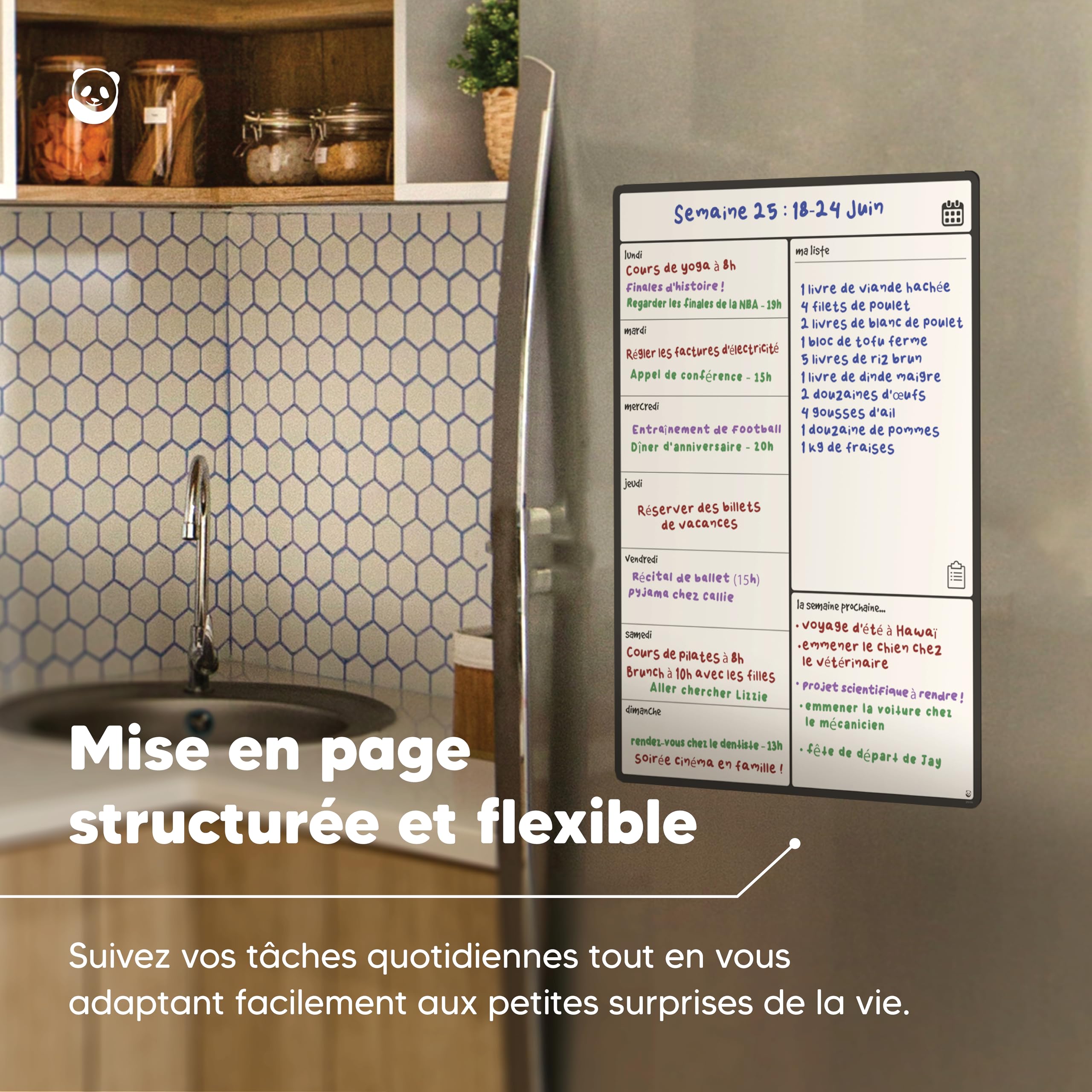 Smart Panda Calendrier Magnétique Frigo Planification Repas Familiaux A4 Français