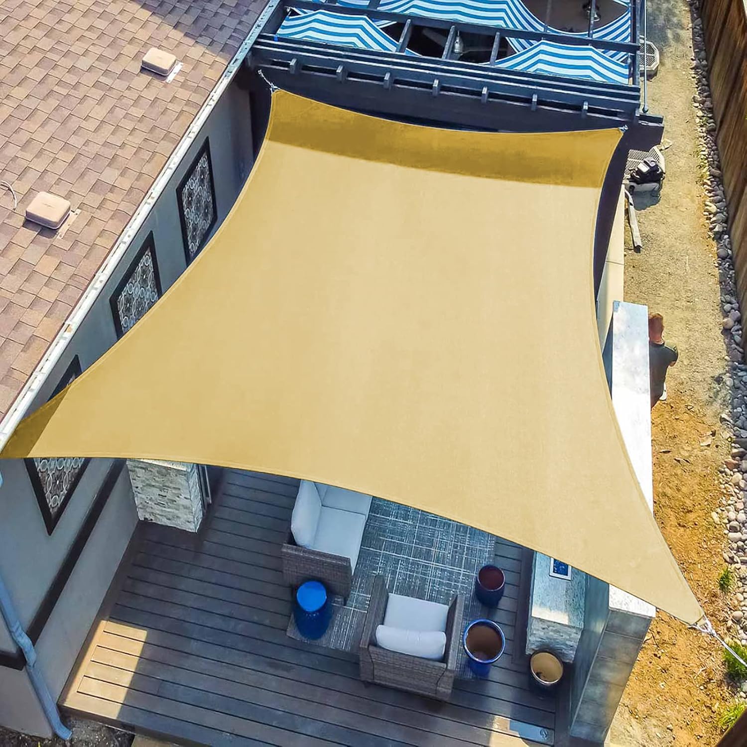 AXT SHADE Rectangle Sun Shade Sail, 8' x 12' Sand Sunshades Sails Patio Cover Canopy Shades for Outdoor Activity : Patio, Lawn & Garden