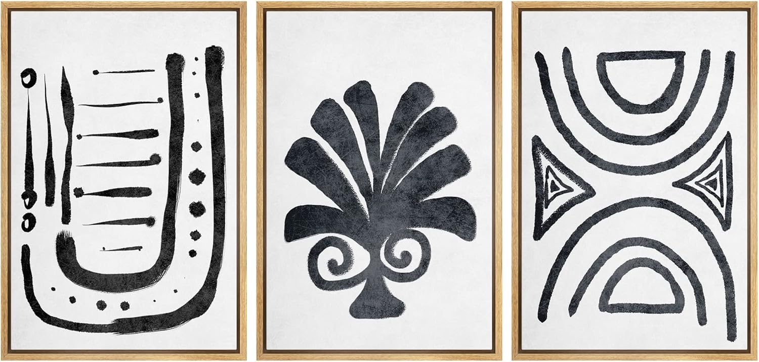 Framed Wall Art Print Set Dark Fleur De Lis Tribal