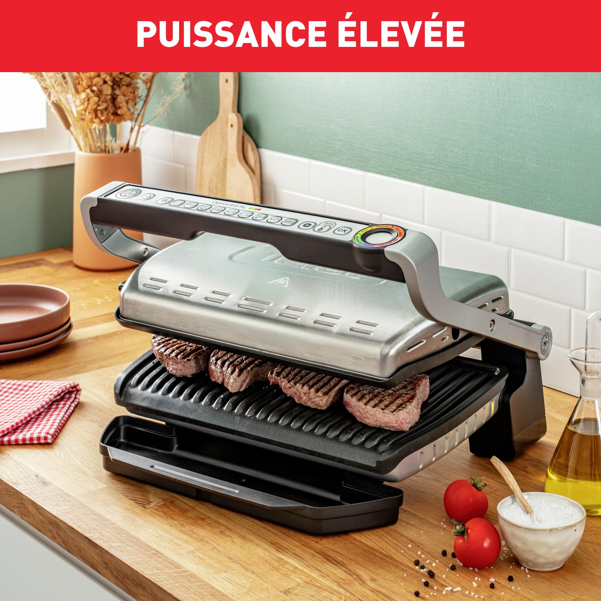 Tefal Optigrill+ XL, Grill intelligent, 9 programmes, Mode manuel, XL jusqu’à 8 personnes, GC722D16