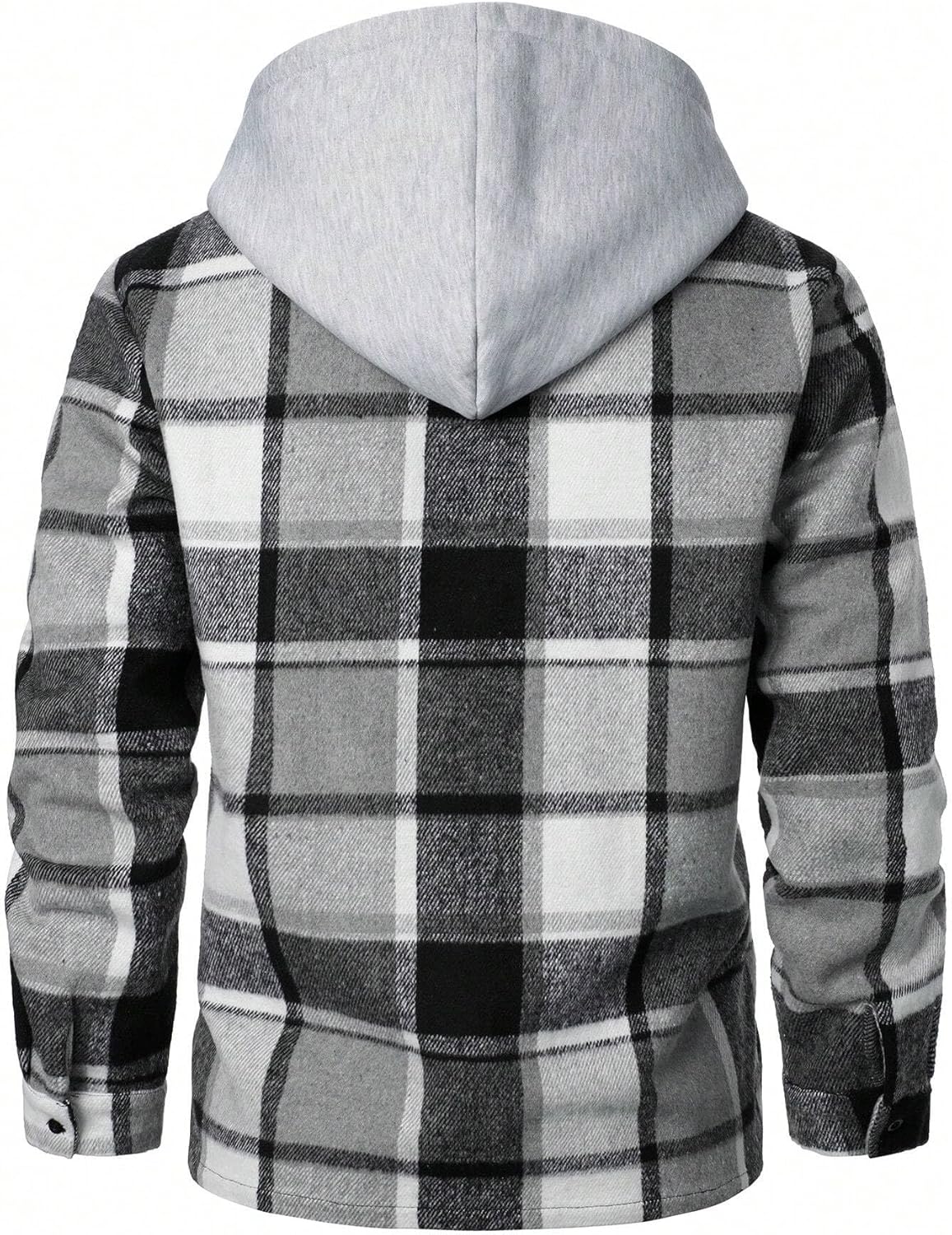 ZAFUL Men's Hooded Flannel Shirts Long Sleeve Casual Fashion Button Shirts Loose Drawstring Shacket for Spring Autumn - Image 5