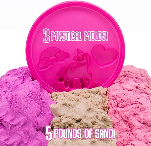 Miniatura 9 de SLIMYSAND - Cubo de 5 libras de arena fina en 3 colores (azul, verde, morado) - Juego de arena de algodón y caramelo con 3 moldes y cubo