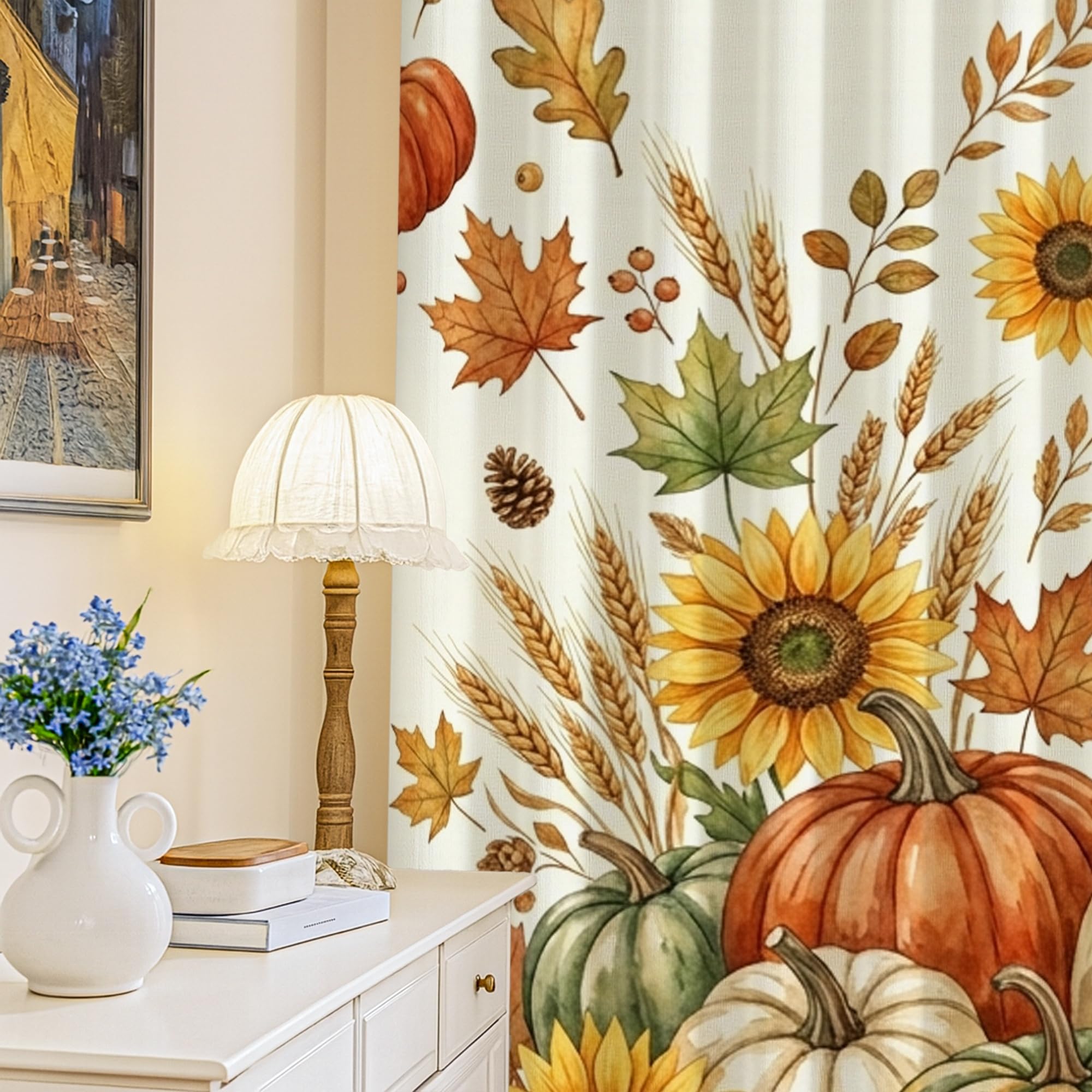 Rideaux occultants chambre pour bloquer la lumière motif citrouille rustique