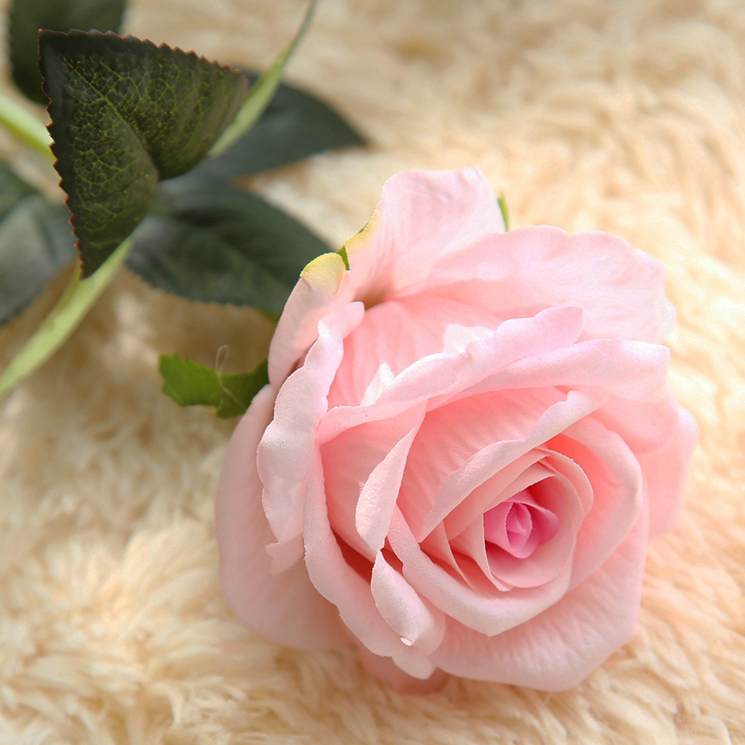 12 Pièces Roses Artificielles Bleu, Longues Tiges Fausse Roses Fleur De