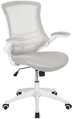 Flash Furniture Kelista - Silla de oficina giratoria de respaldo medio con soporte lumbar ajustable y altura de asiento, silla de escritorio Malla