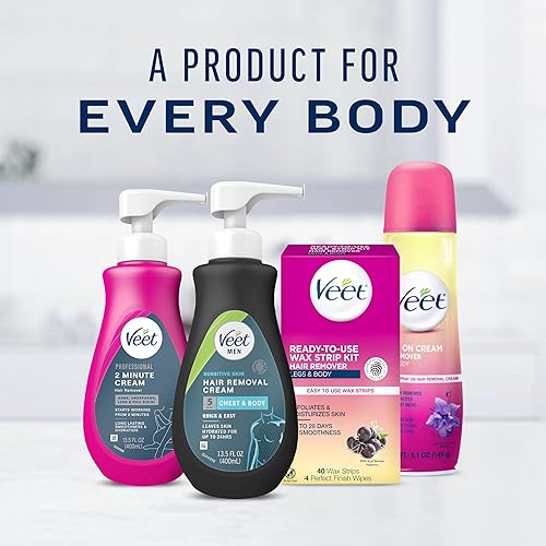 Miniatura 8 de Veet Crema depilatoria para hombres para pieles sensibles, 13.5 onzas líquidas, aspecto limpio de acción rápida sin dolor de larga duración, crema
