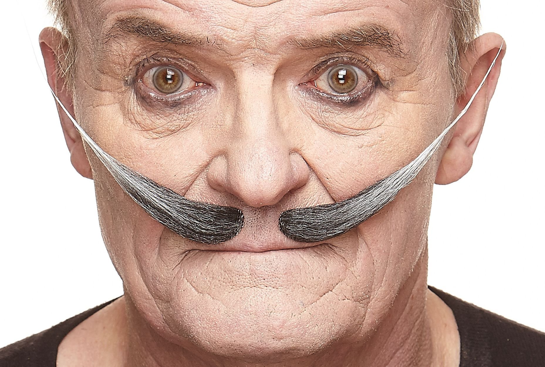 Mustaches Self Adhesive Fake Mustache, Novelty, Dali False Facial Hair, Costume Accessory for Adults, Salt and Pepper Color