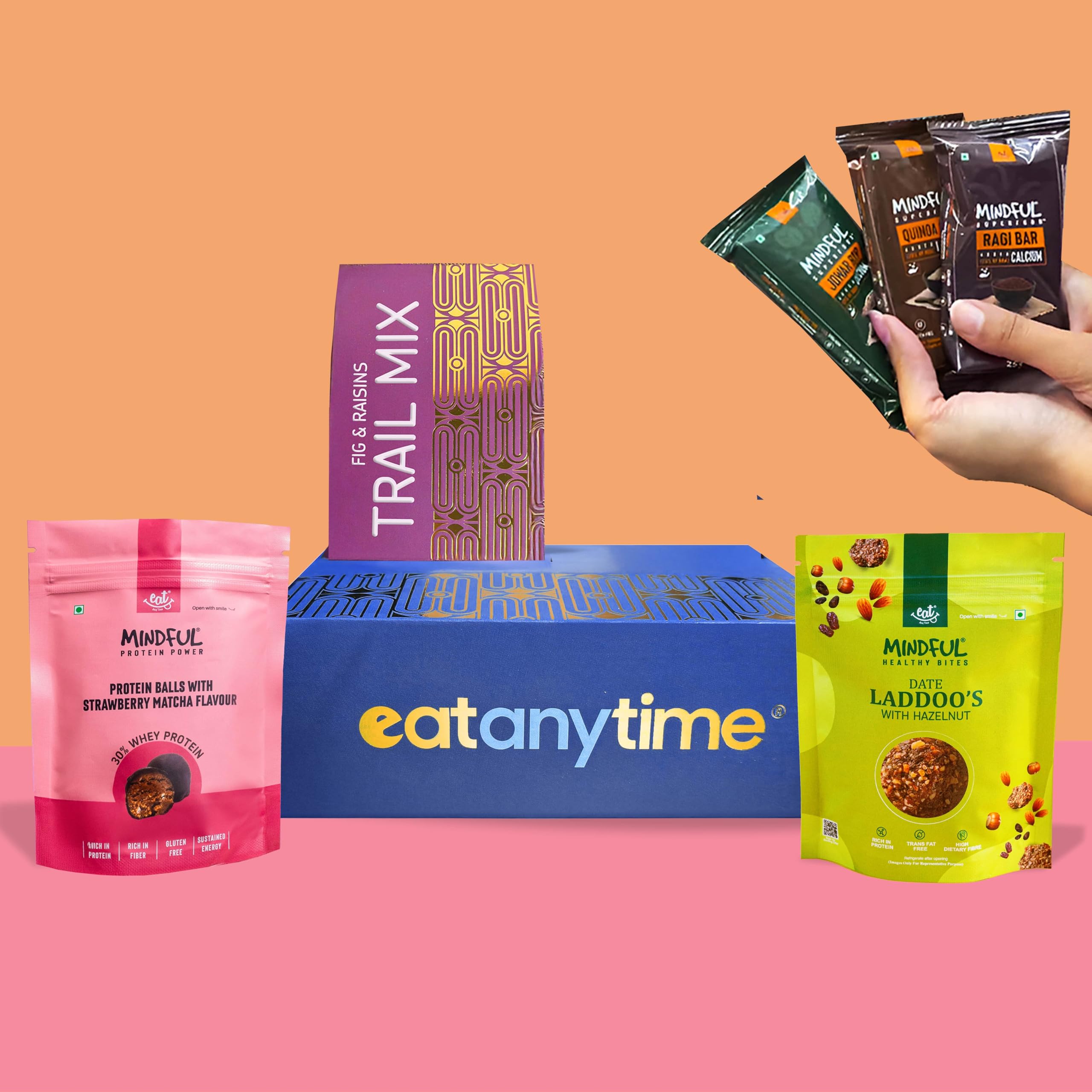 Eat Anytime Premium Gift Hamper With Hazlenut date Ladoo 50g, Strawberry Mocha Protein Balls 50g, Millet Bar Pack of 3, Trail Mix 75g, Diya & Premium Gift Box (B0CG8TH5CD) Amazon Price History, Amazon Price Tracker