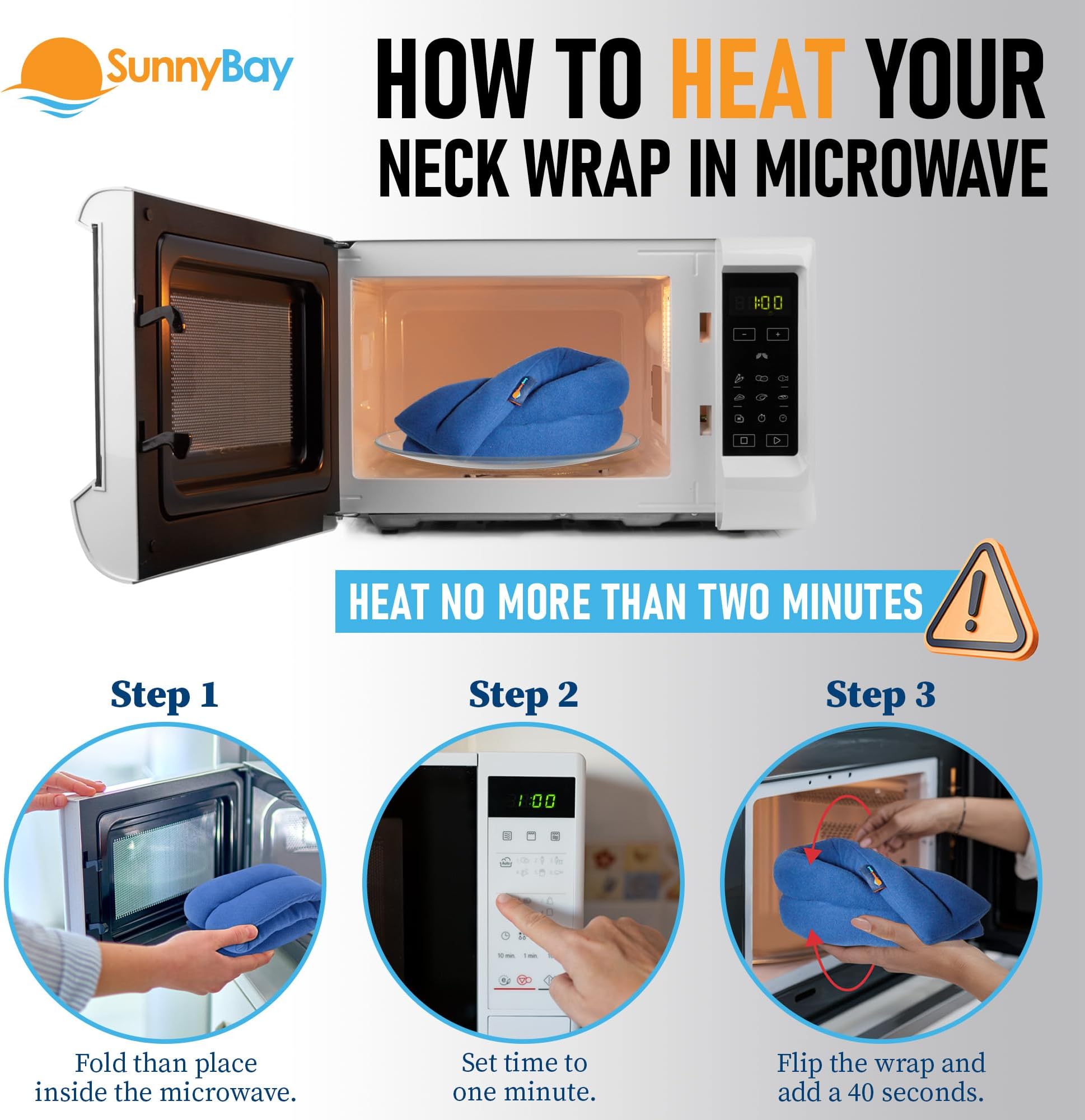 SunnyBay Microwave Heating Pad for Neck and Shoulders, Versatile Bean Bag Moist Heating Pad, Microwavable Neck Wrap and Cool Pack for Deep Pain Relief, Weighted Hot or Cold Therapy (Sky Blue)