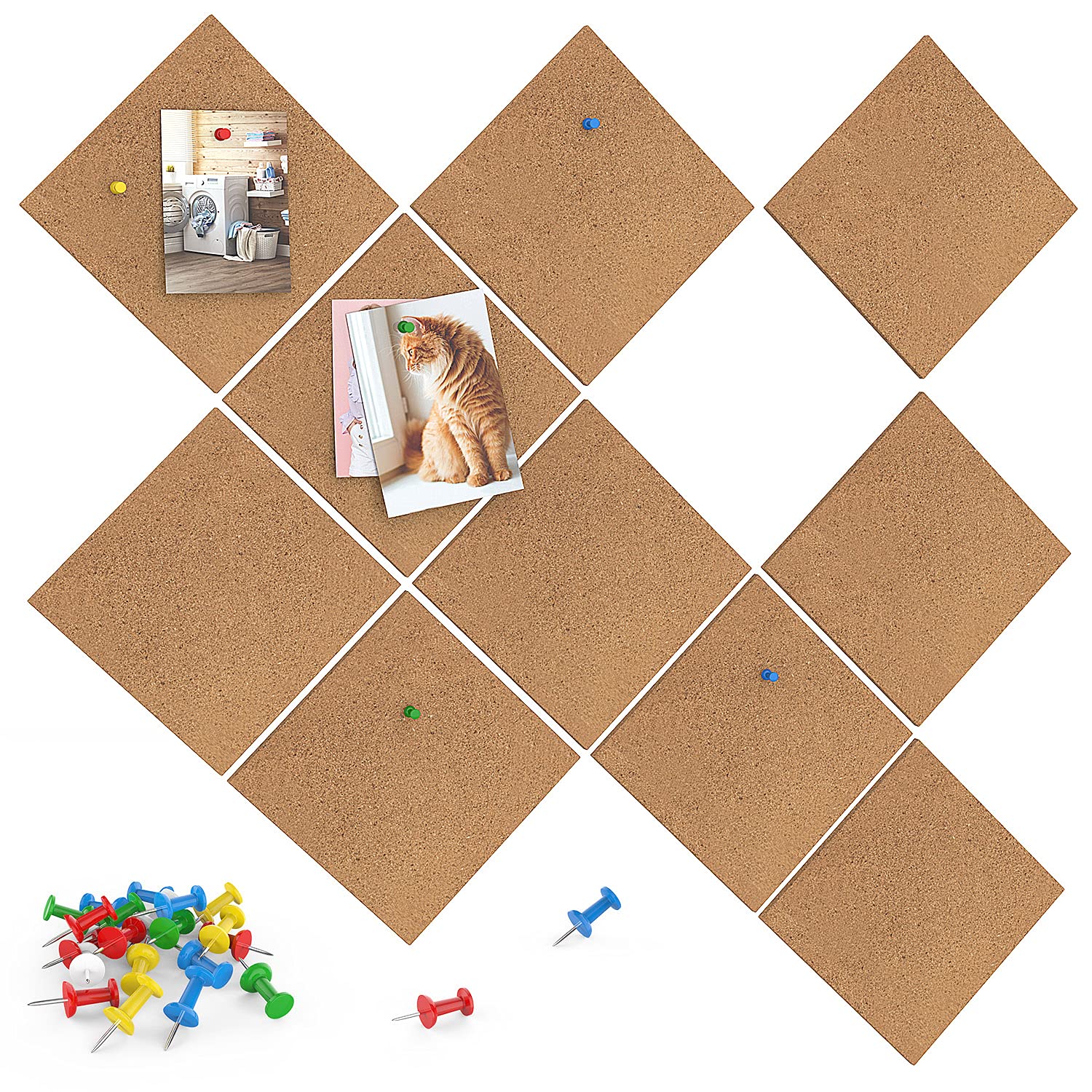 Buy 10 Pack Squares Cork Board, Notice Letter Board Cork Tiles for