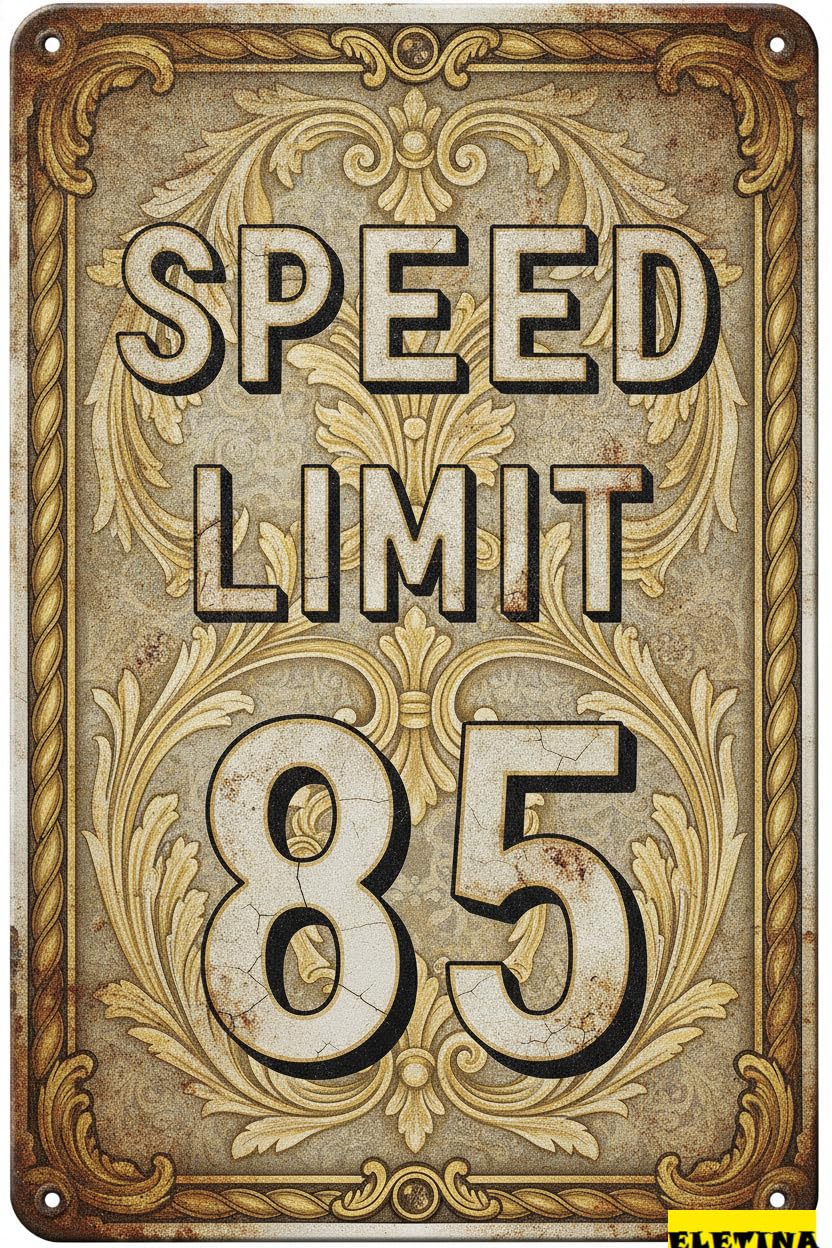 Personalized Sign for Man Cave 85 Mph Speed Limit, Metal Aluminum Traffic Neighborhoods, Yard, Private Roads, Parking Lots, Driveways, 85 Birthday Decorations & Gift, 8 X 12 Inch Property Decorative
