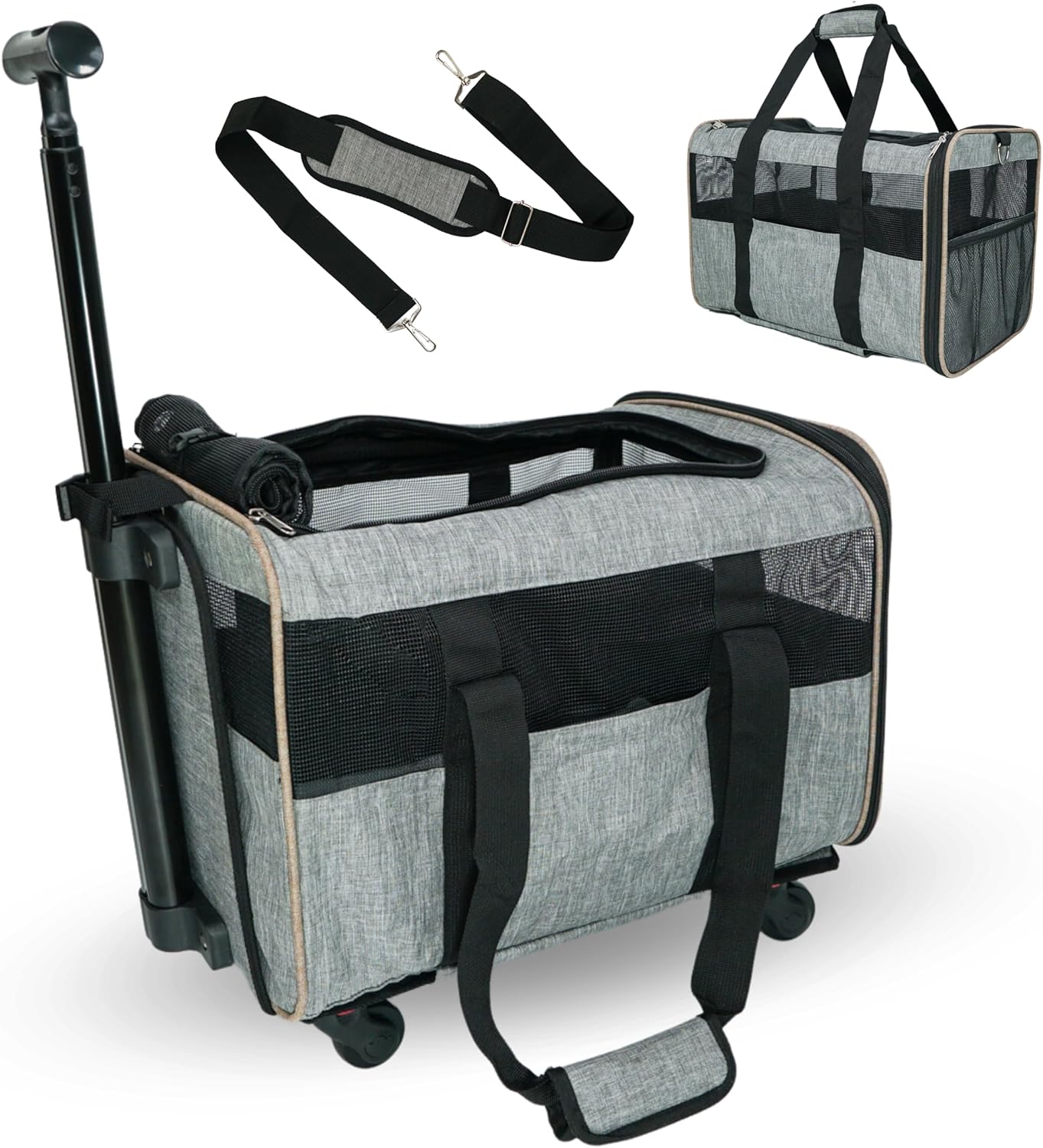 Pet Carrier with Wheels Airline Approved Rolling Pet