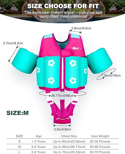 Miniatura 40 de Chaleco flotador para niños de 1-2-3-5-7-9 años, chaleco de natación para niños pequeños de 9-14-23-32 kg, chaleco flotador cómodo de uso prolongado