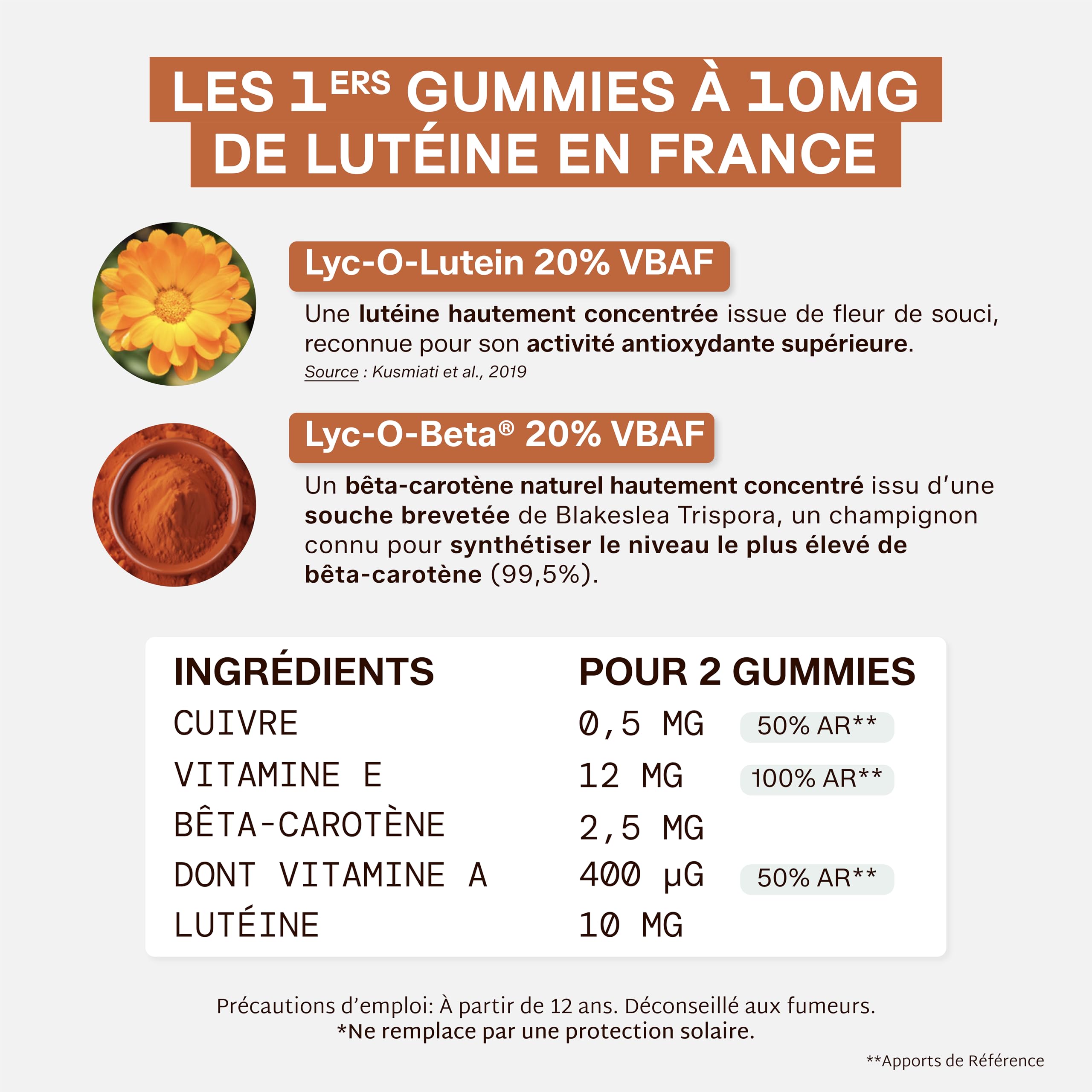 Mium Lab - Gummies Solaire - Complément Alimentaire Bronzage - Prépare la Peau au Soleil, Prolonge & Accélère bronzage - Bêta-carotène, Vit E, Cuivre - Sans Sucres - Cure 63J - Fabriqué en France