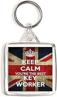 Keep Calm You're the Best Key Worker - Square Keyring