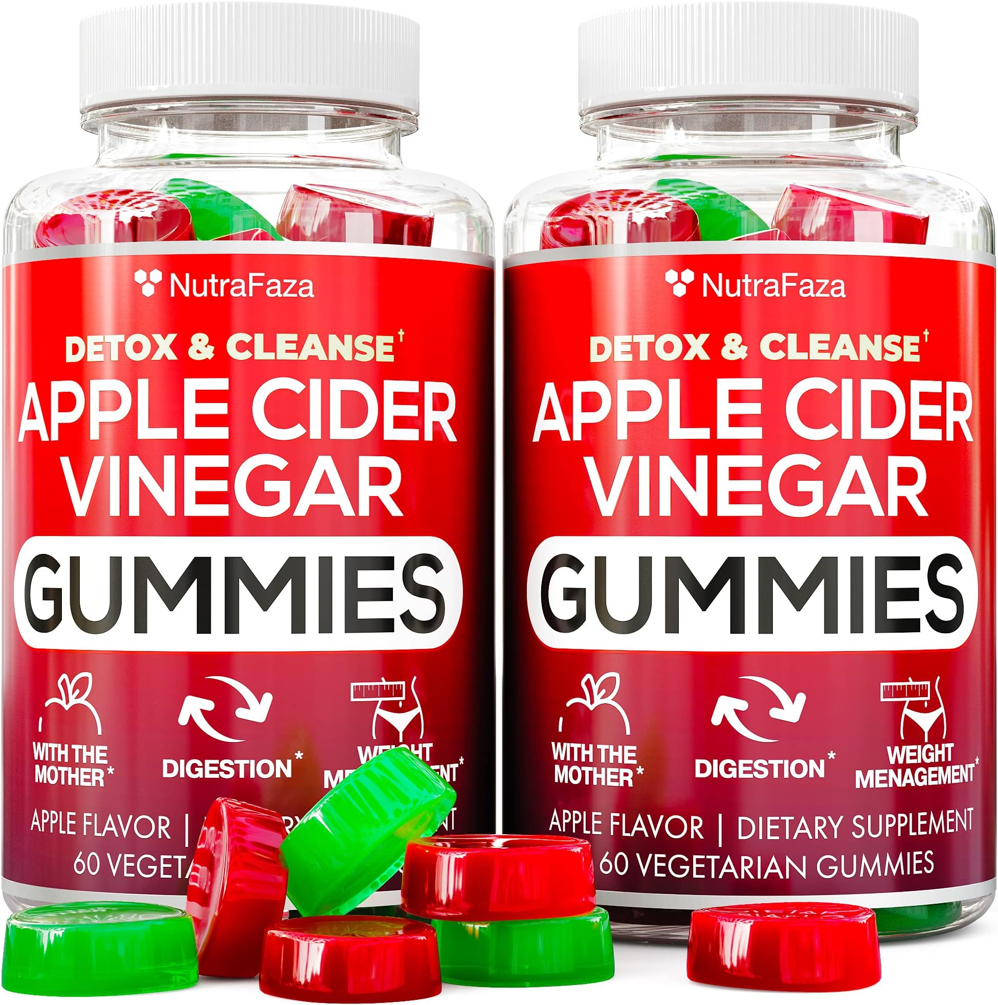 2 Pack) Vegan Apple Cider Vinegar Gummies - Formulated for Weight Loss, Energy Boost & Gut Health - Supports Digestion, Detox & Cleansing - ACV Gummy Alternative to Capsules - Non-GMO | Gluten Free