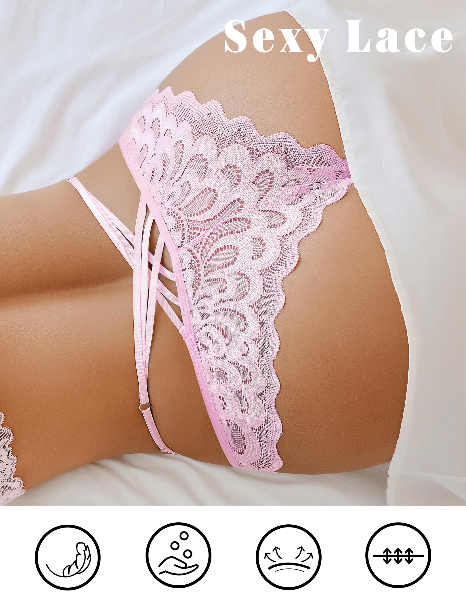 Avidlove Sexy Underwear for Women Lace Bikini Panties Criss Cross Back Underpants