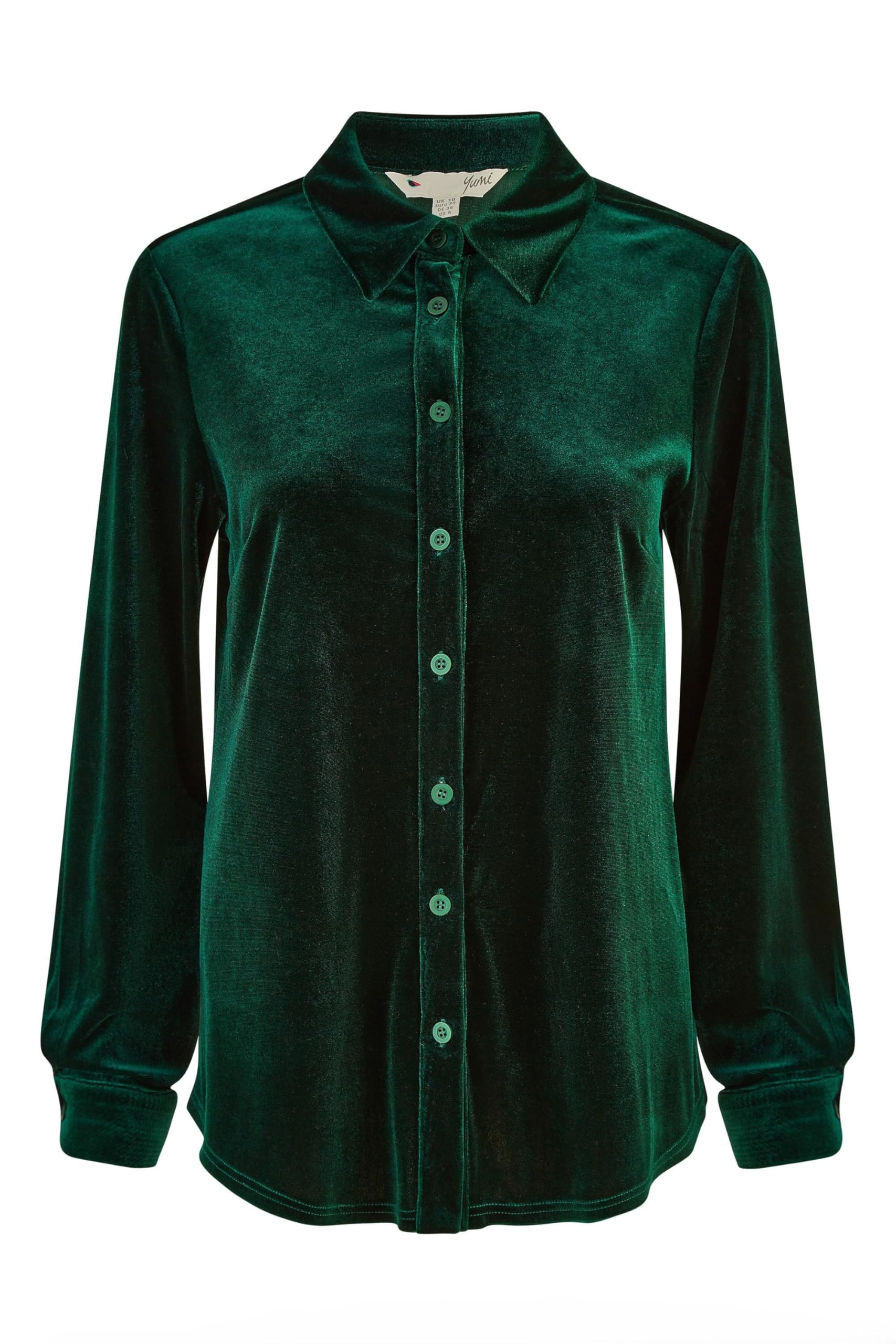 Yumi Women's Green Velvet Relaxed Fit Shirt | Size: 18