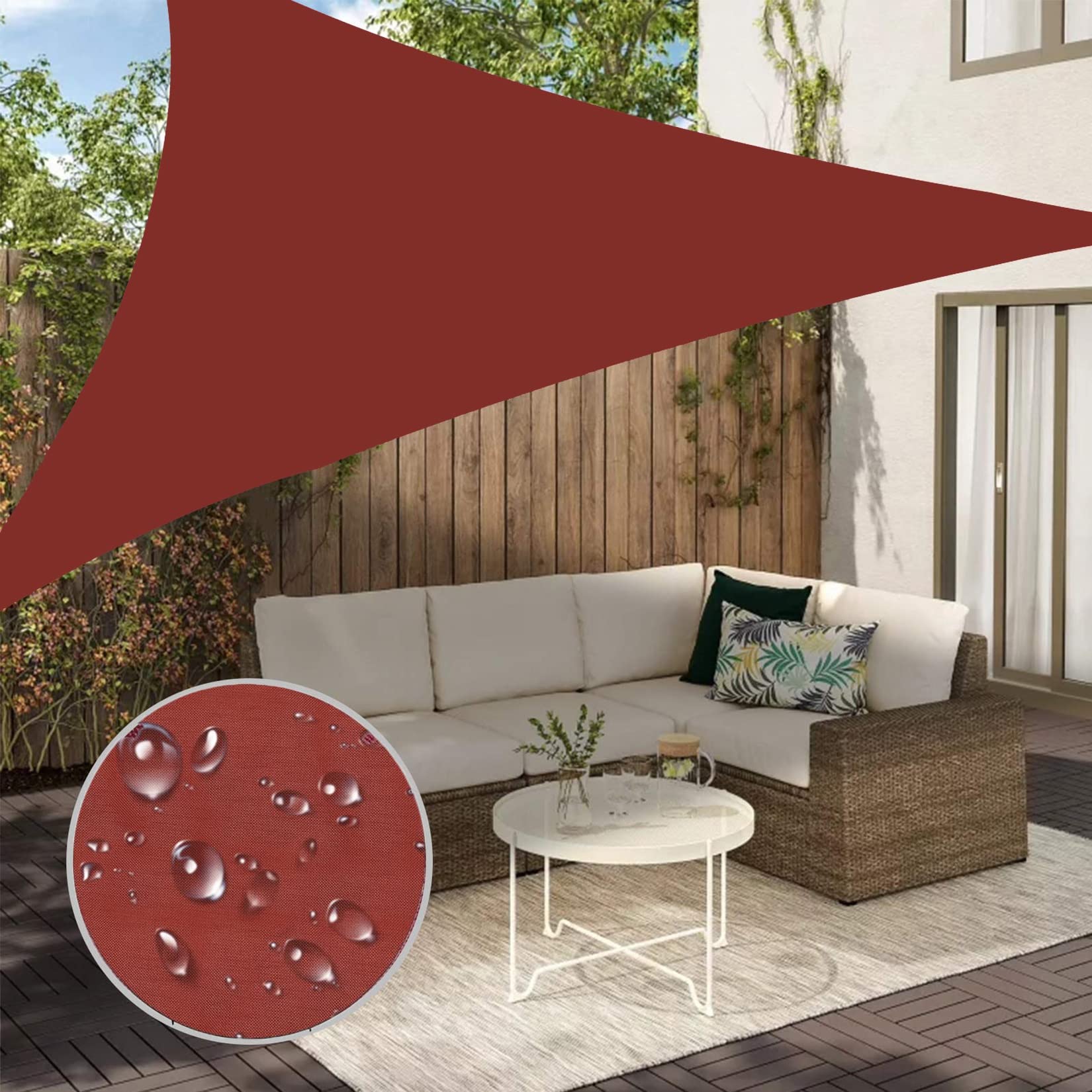 新品　umi シェードセイル レッド　オレンジ 3.4x3.4m Amazon.co.jp: 日除けシェード 三角形 セイル 3.4x3.4x3.4m 撥水 UV