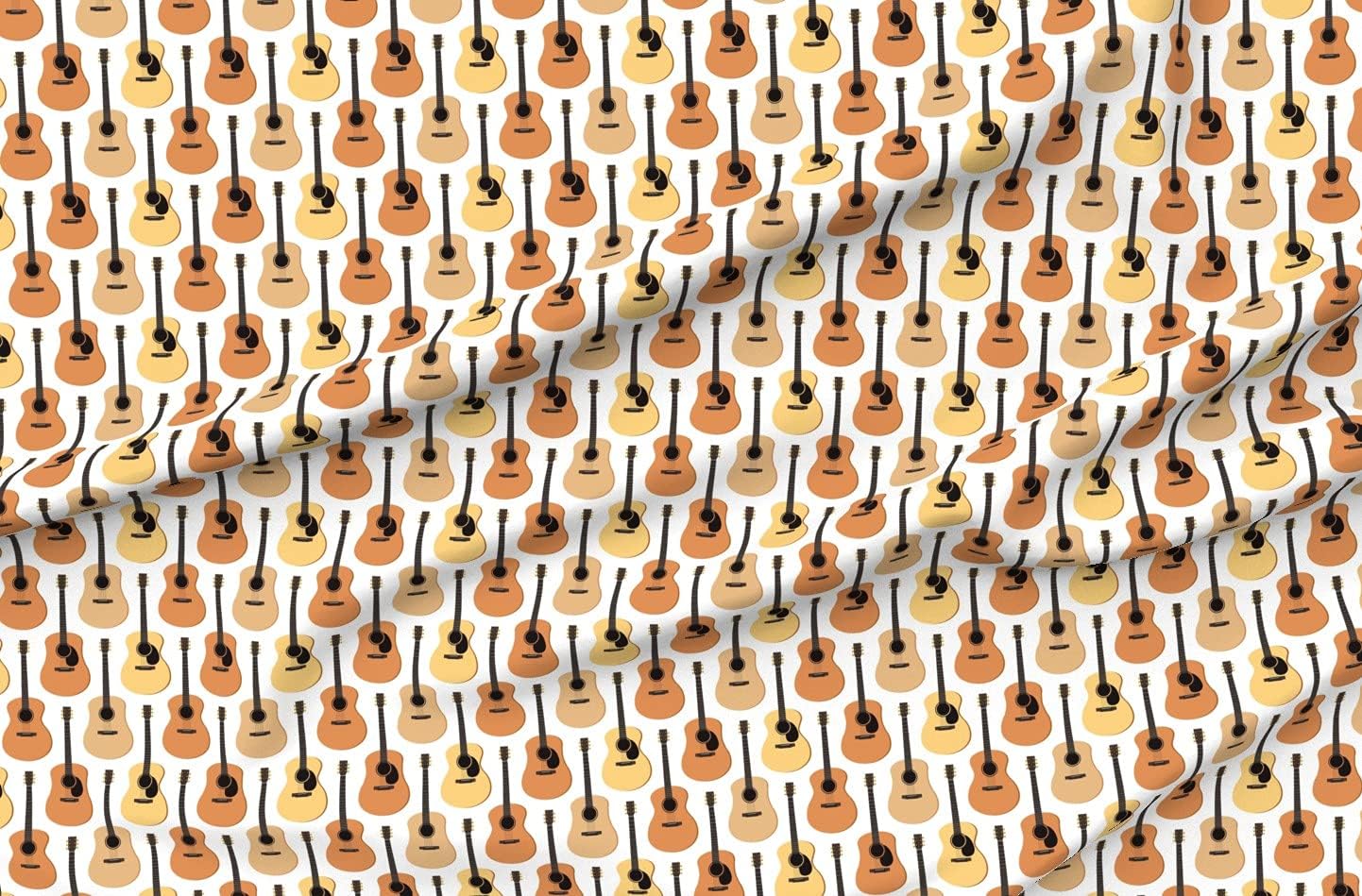 Spoonflower Fabric - Acoustic Guitars Guitar Music Strings Musical Instruments Vintage Printed on Organic Cotton Sateen Fabric by The Yard - Sewing Quilting Apparel Home Decor