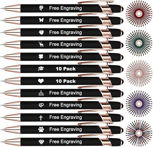 Hasta 500 bolígrafos personalizados con nombre a granel, lápiz óptico personalizado con logotipo grabado gratuito para mujeres, hombres, oficina,