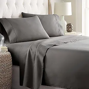 Danjor Linens Bed Sheet Set Twin XL for College Dorm Room, Back to School Items, Sheets with 2 Pillowcases, Lightweight Brushed Microfiber Deep Pockets, 4 Piece Bedding Sets, Gray